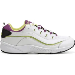 Romy & Friends|Romy Walking Shoes>Easy Spirit Romy Leather Walking Shoes White/Lime Multi