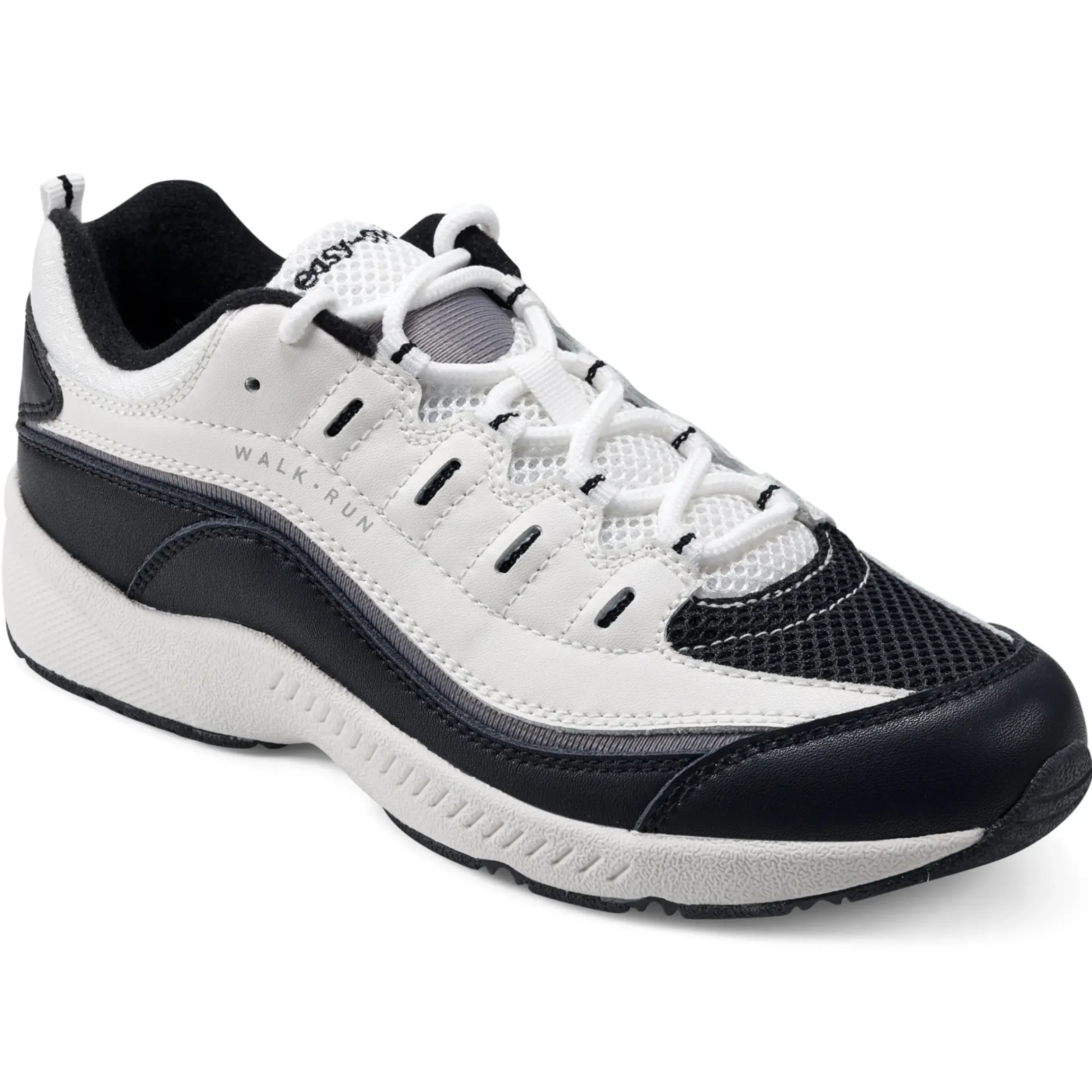 Romy & Friends|Romy Walking Shoes>Easy Spirit Romy Walking Shoes Black/White Leather