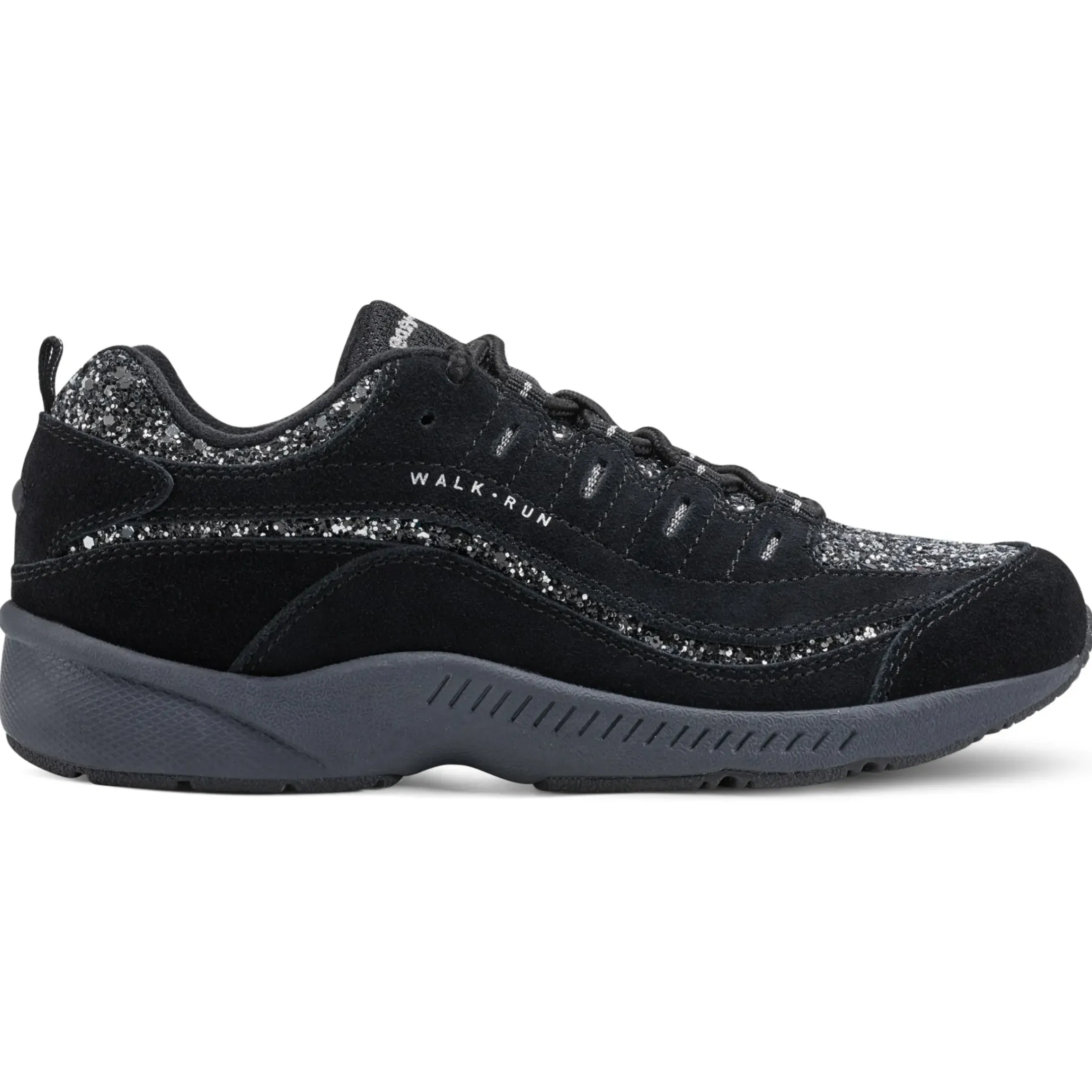 Romy & Friends|Romy Walking Shoes>Easy Spirit Romy Walking Shoes Black Silver Glitter