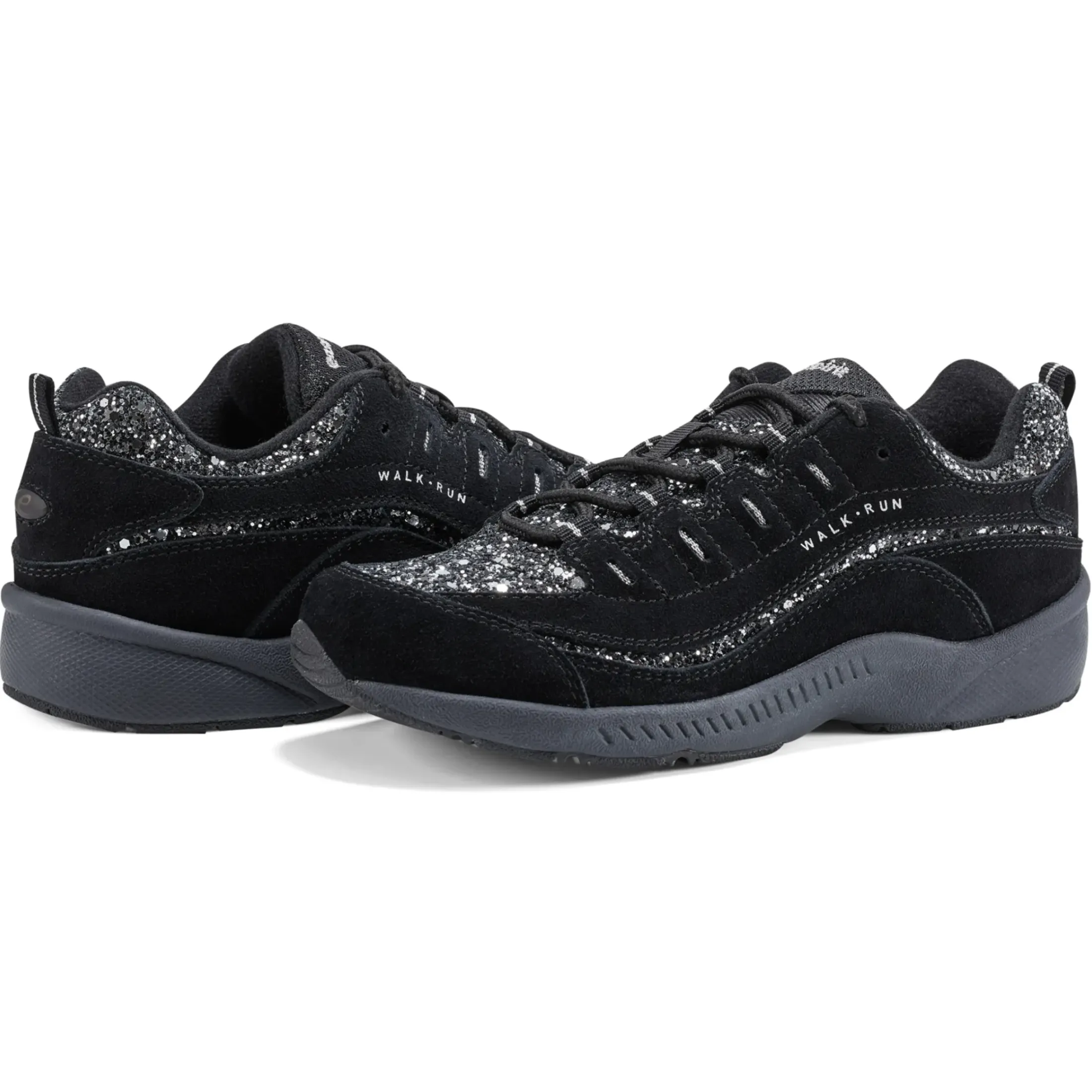 Romy & Friends|Romy Walking Shoes>Easy Spirit Romy Walking Shoes Black Silver Glitter