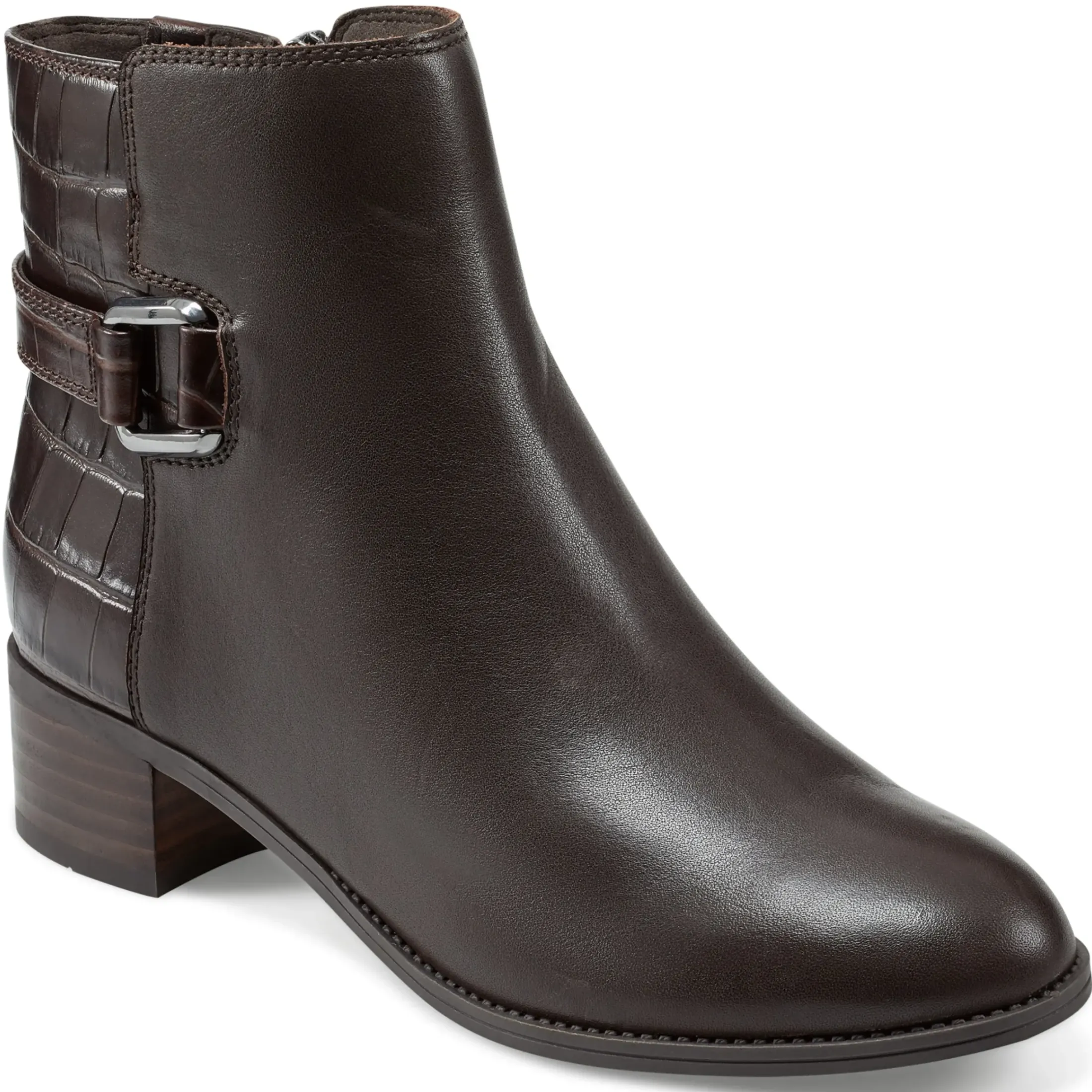 eFlex|eFlex>Easy Spirit Sahara Casual Booties Brown Leather