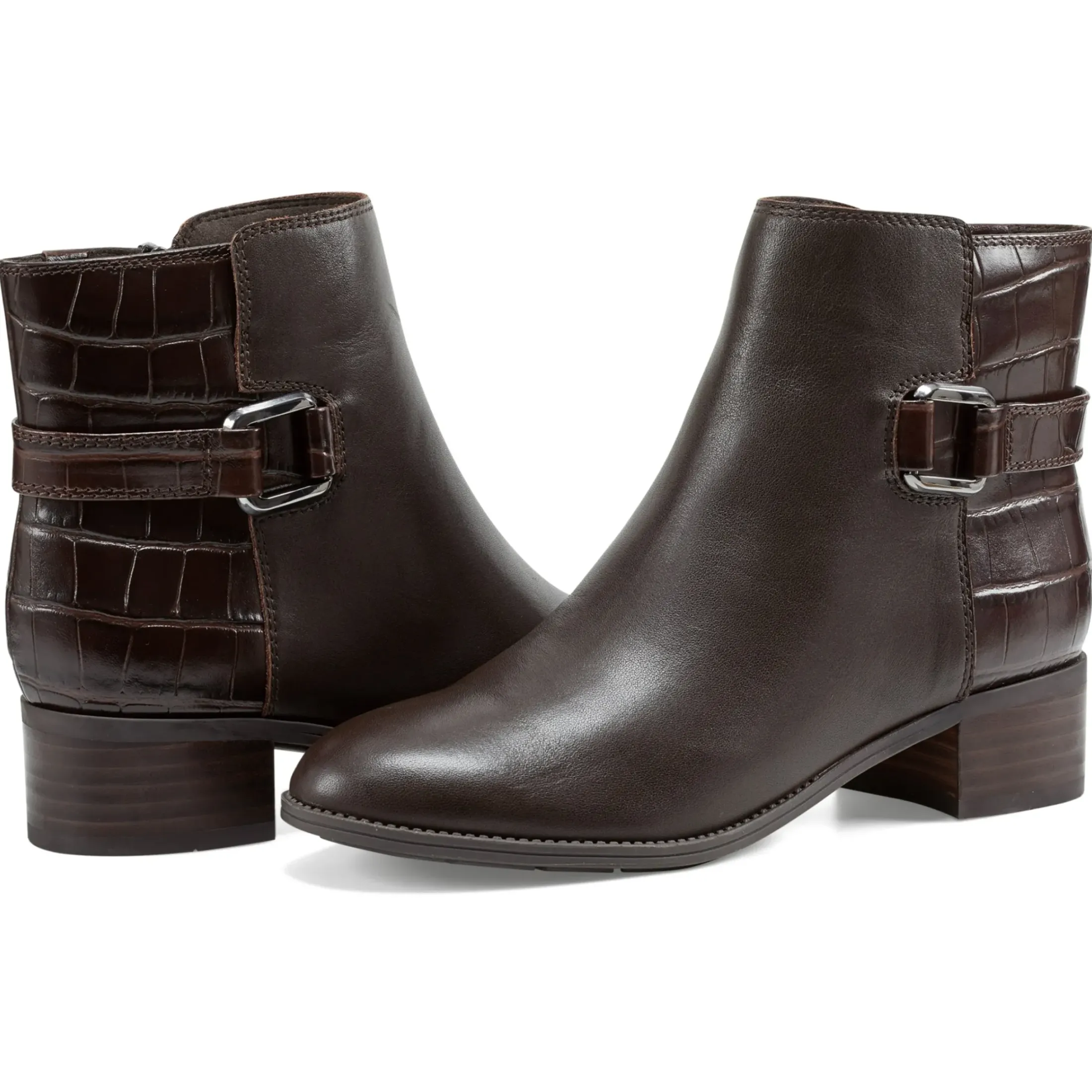eFlex|eFlex>Easy Spirit Sahara Casual Booties Brown Leather