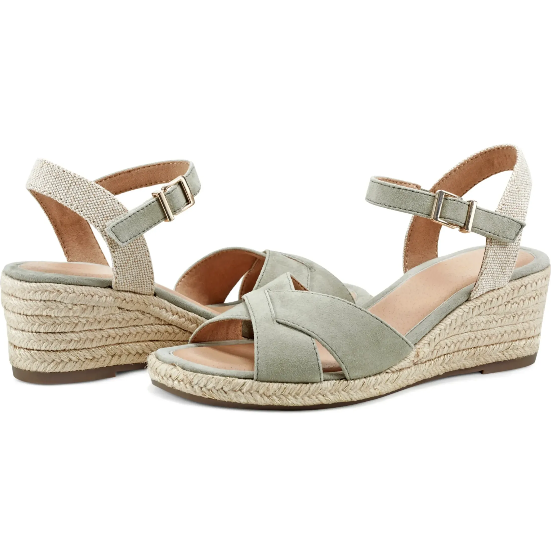 Dress|Sandals>Easy Spirit Shandra Wedge Sandals Light Green Suede