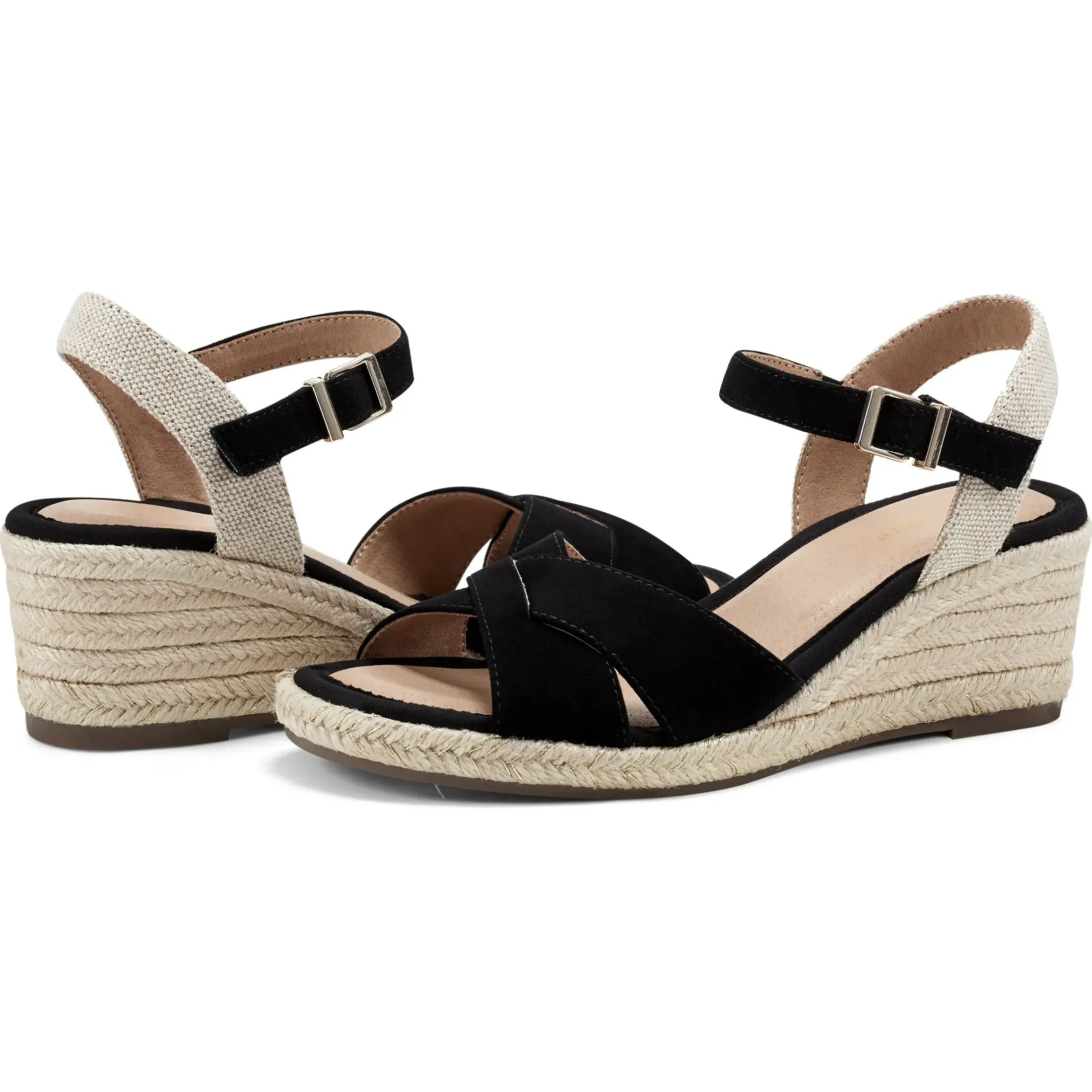 Dress|Sandals>Easy Spirit Shandra Wedge Sandals Black Suede