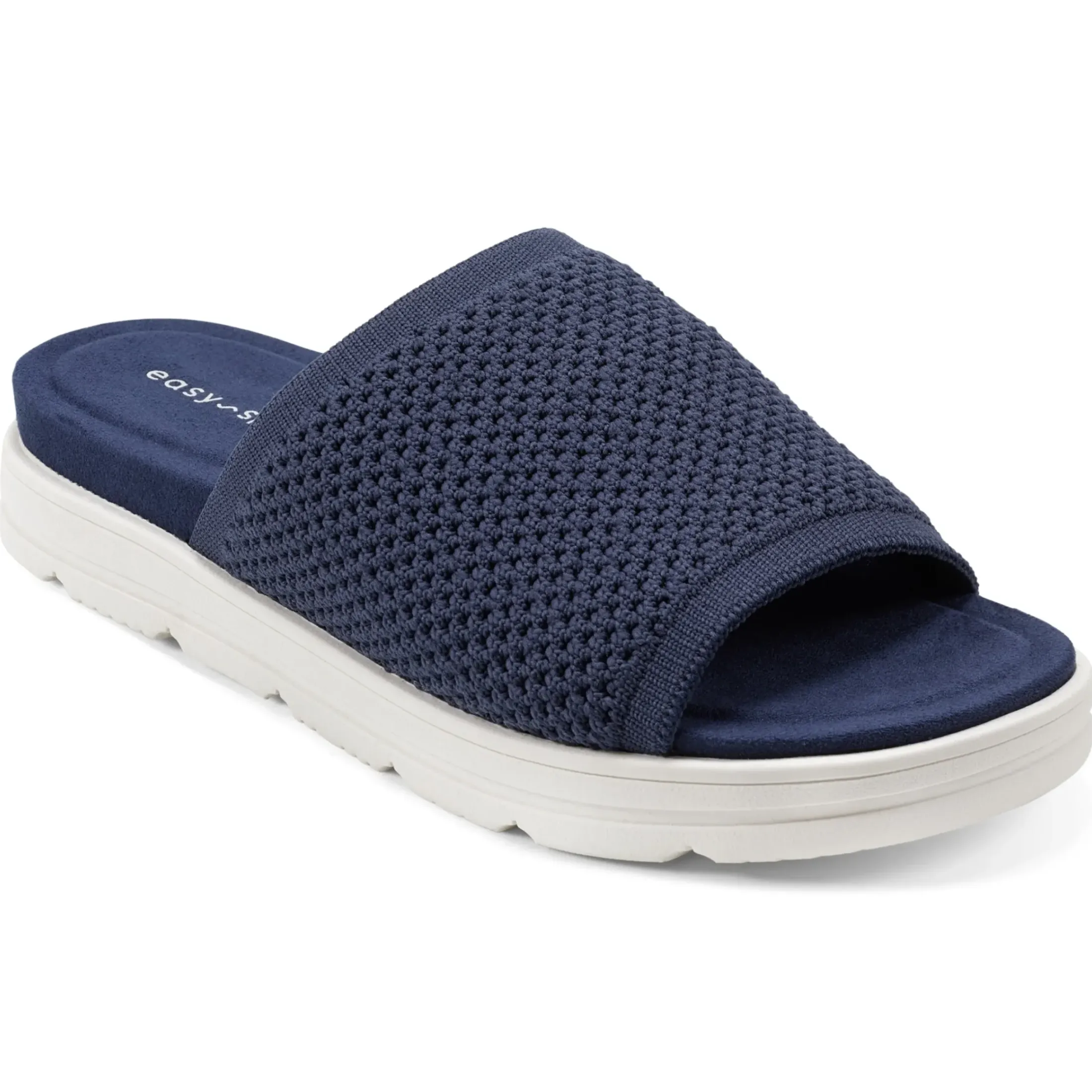 Casual|Flats>Easy Spirit Siena Flat Slide Sandals Navy