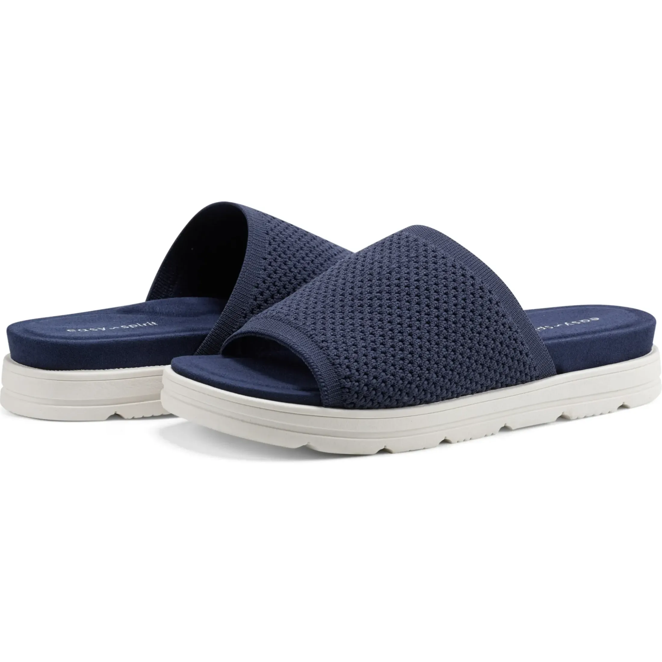 Casual|Flats>Easy Spirit Siena Flat Slide Sandals Navy