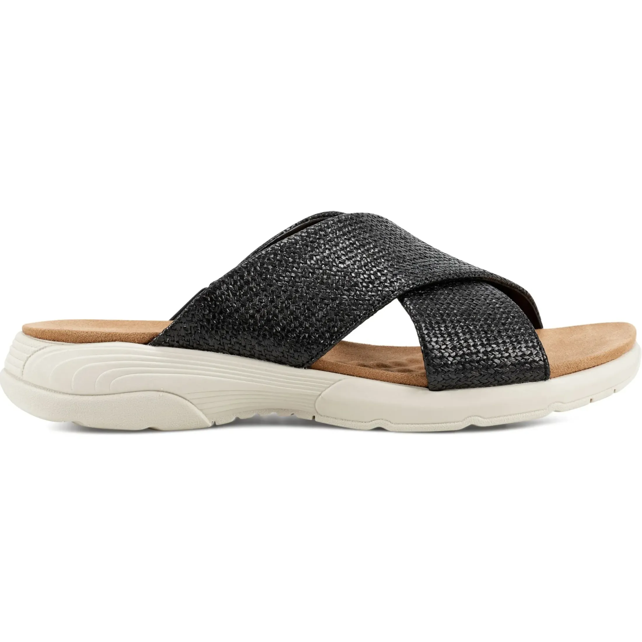 Traciee|Casual>Easy Spirit Taite Slip On Sandals Black Raffia