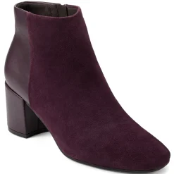 eFlex|eFlex>Easy Spirit Tamara Heeled Booties Dark Purple Suede