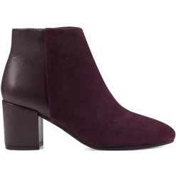 eFlex|eFlex>Easy Spirit Tamara Heeled Booties Dark Purple Suede