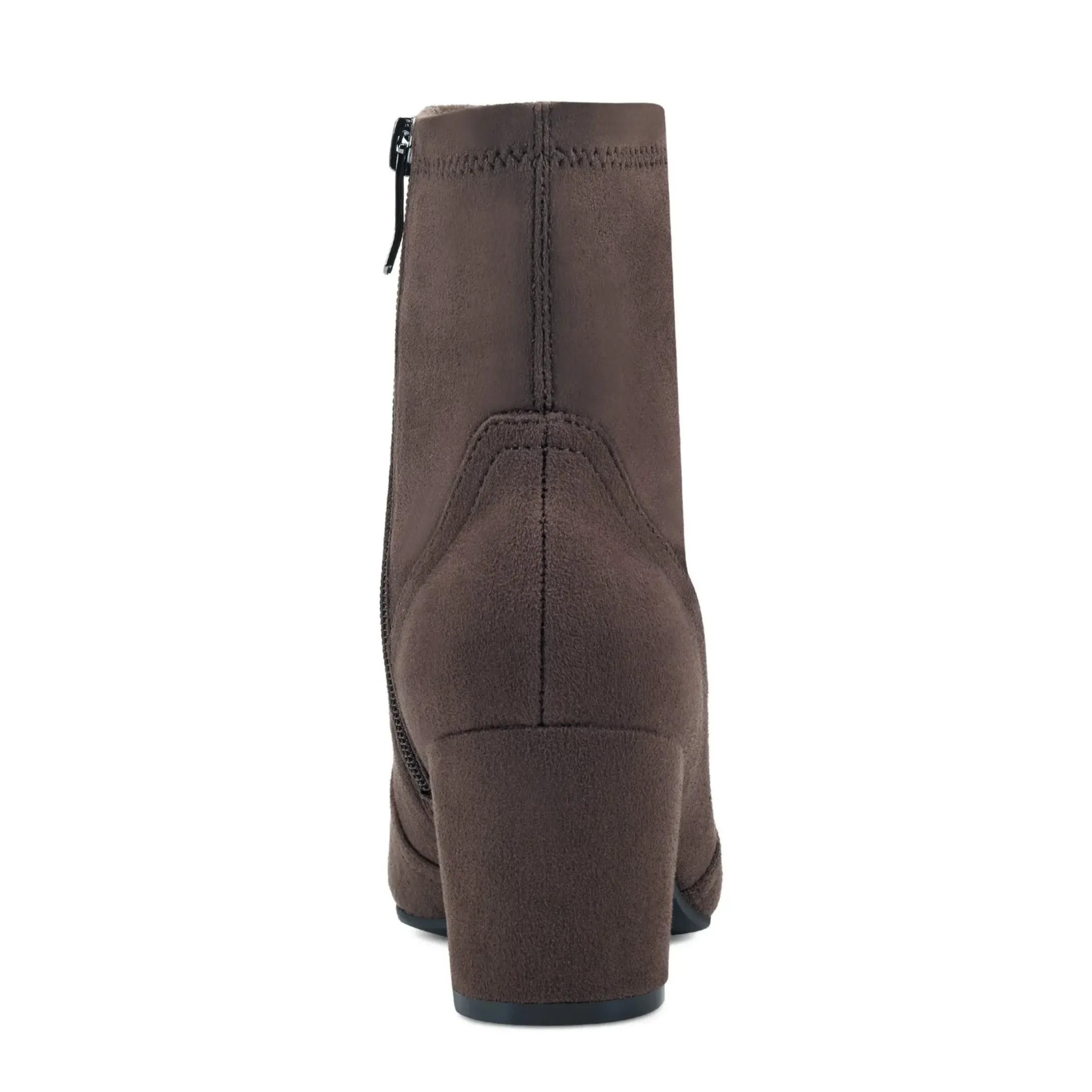 eFlex|eFlex>Easy Spirit Tami Heeled Booties Dark Brown Suede