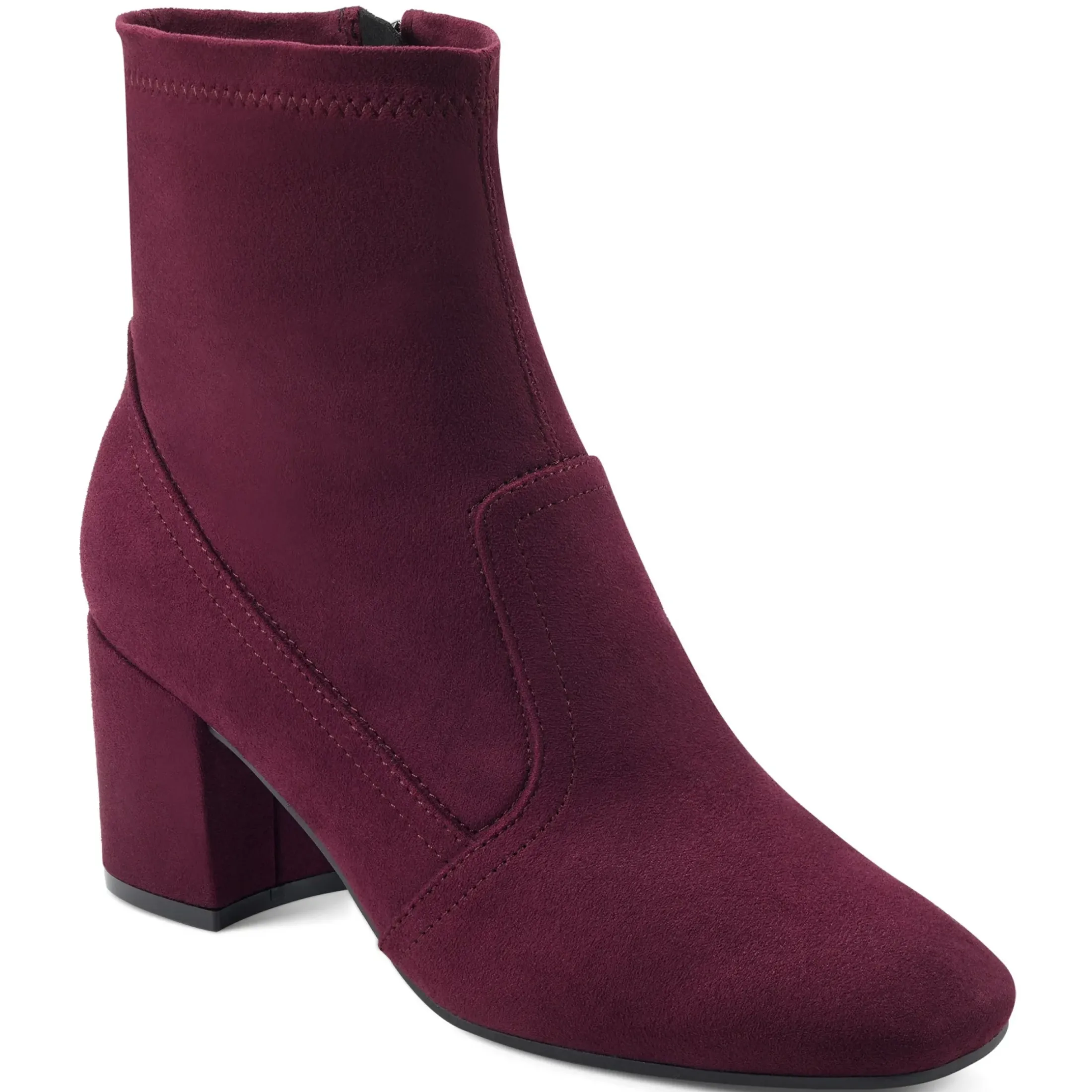eFlex|eFlex>Easy Spirit Tami Heeled Booties Wine Suede