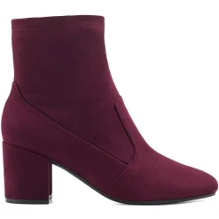 eFlex|eFlex>Easy Spirit Tami Heeled Booties Wine Suede