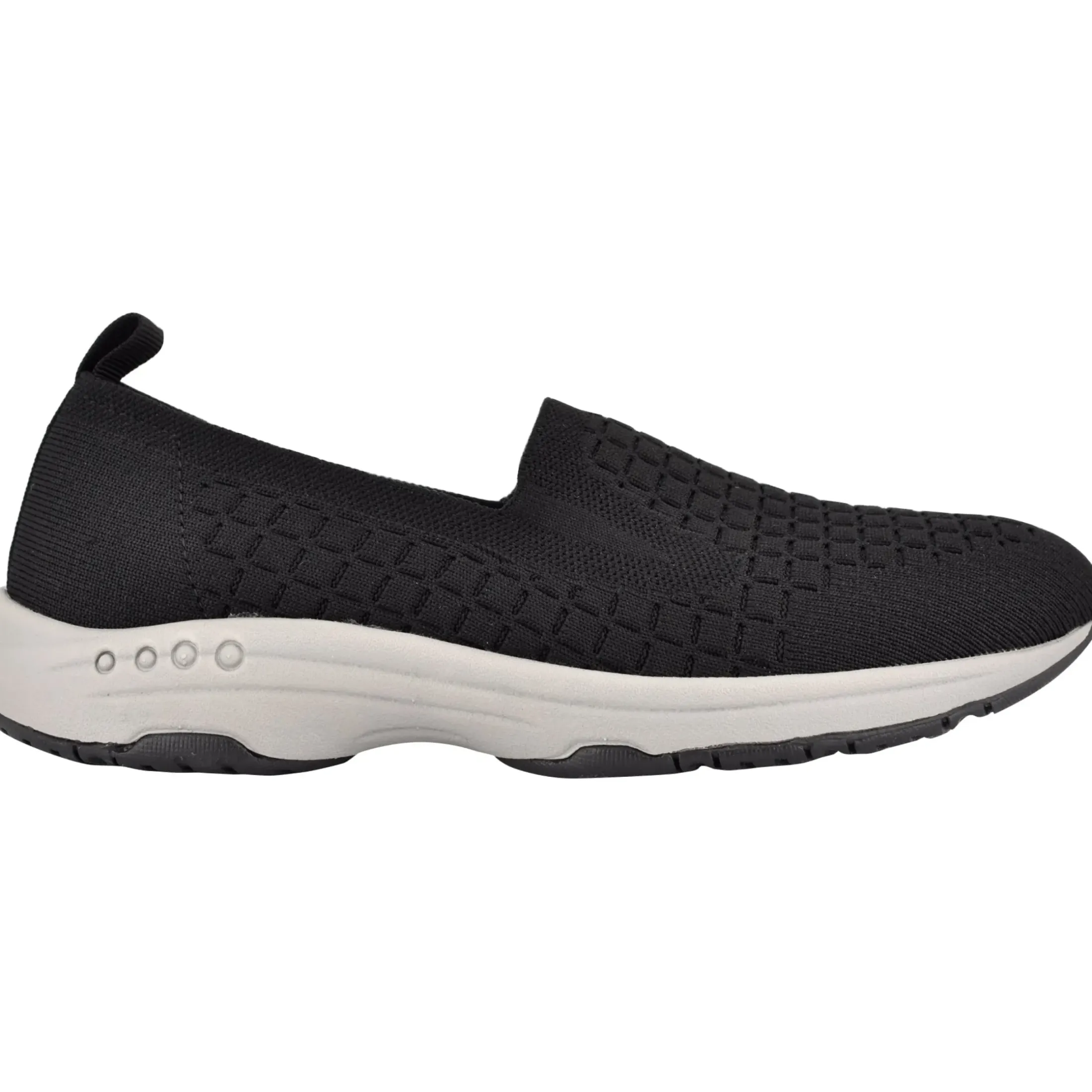Traveltime Family|Slip Ons>Easy Spirit Tech Eco Slip On Sneakers Black Recycled Knit