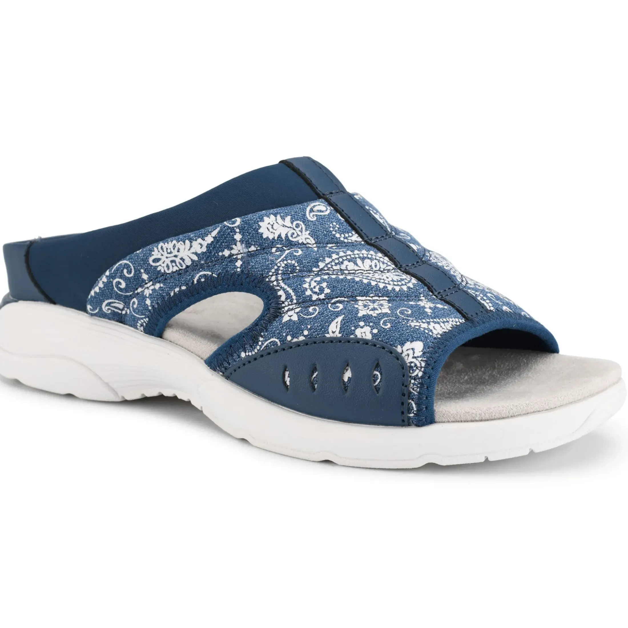 Traciee|Casual>Easy Spirit Traciee Slip On Sandals Denim Paisley Print