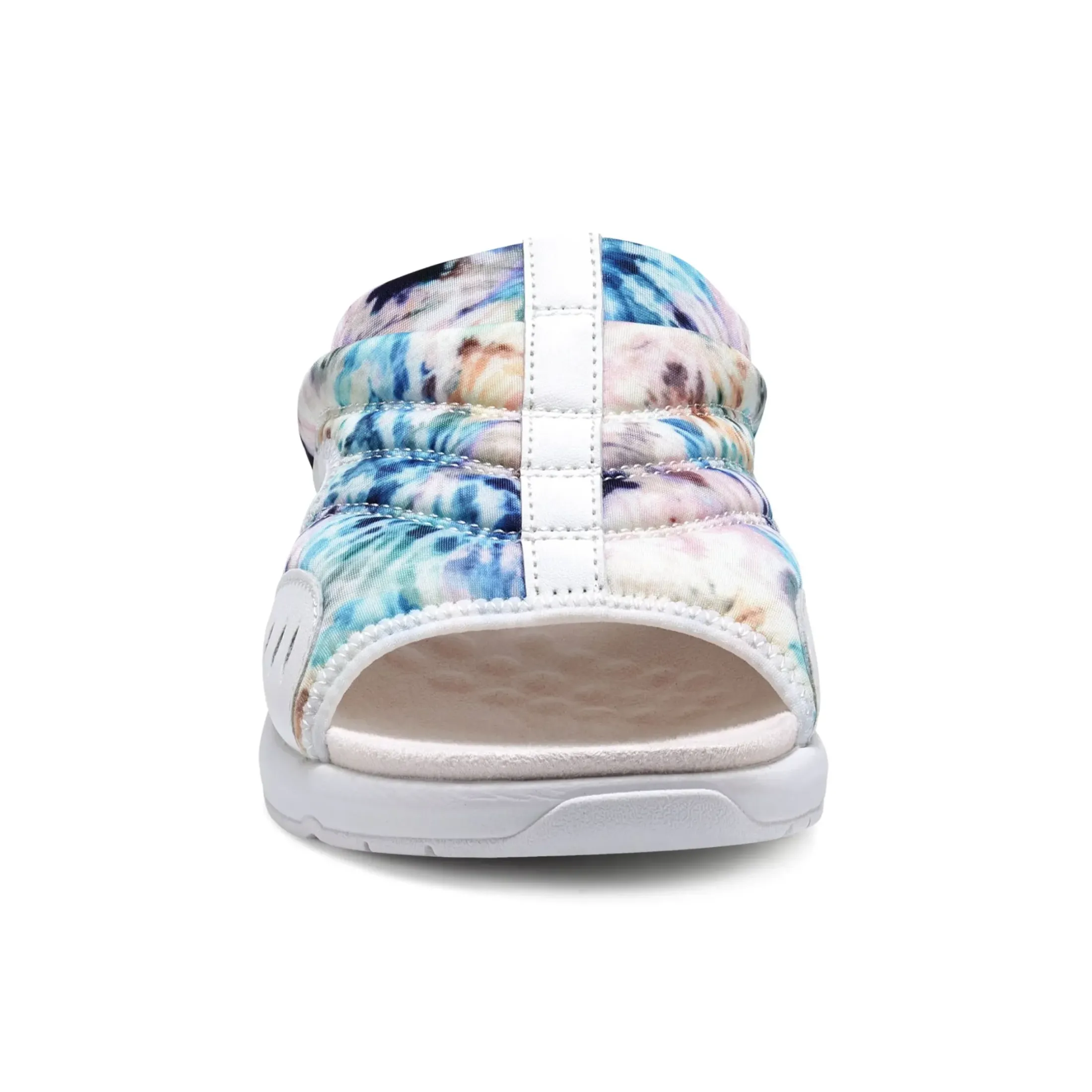 Traciee|Casual>Easy Spirit Traciee Slip On Sandals White Leather Tie Dye Print