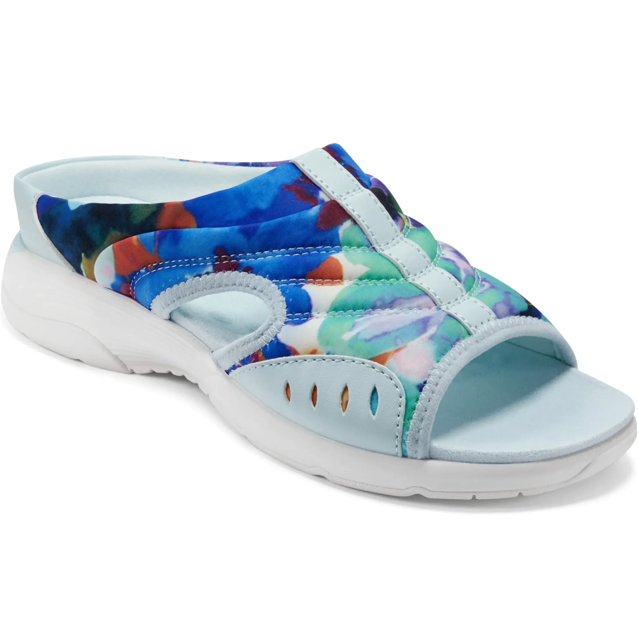 Traciee|Casual>Easy Spirit Traciee Slip On Sandals Blue Multi Tropical Print