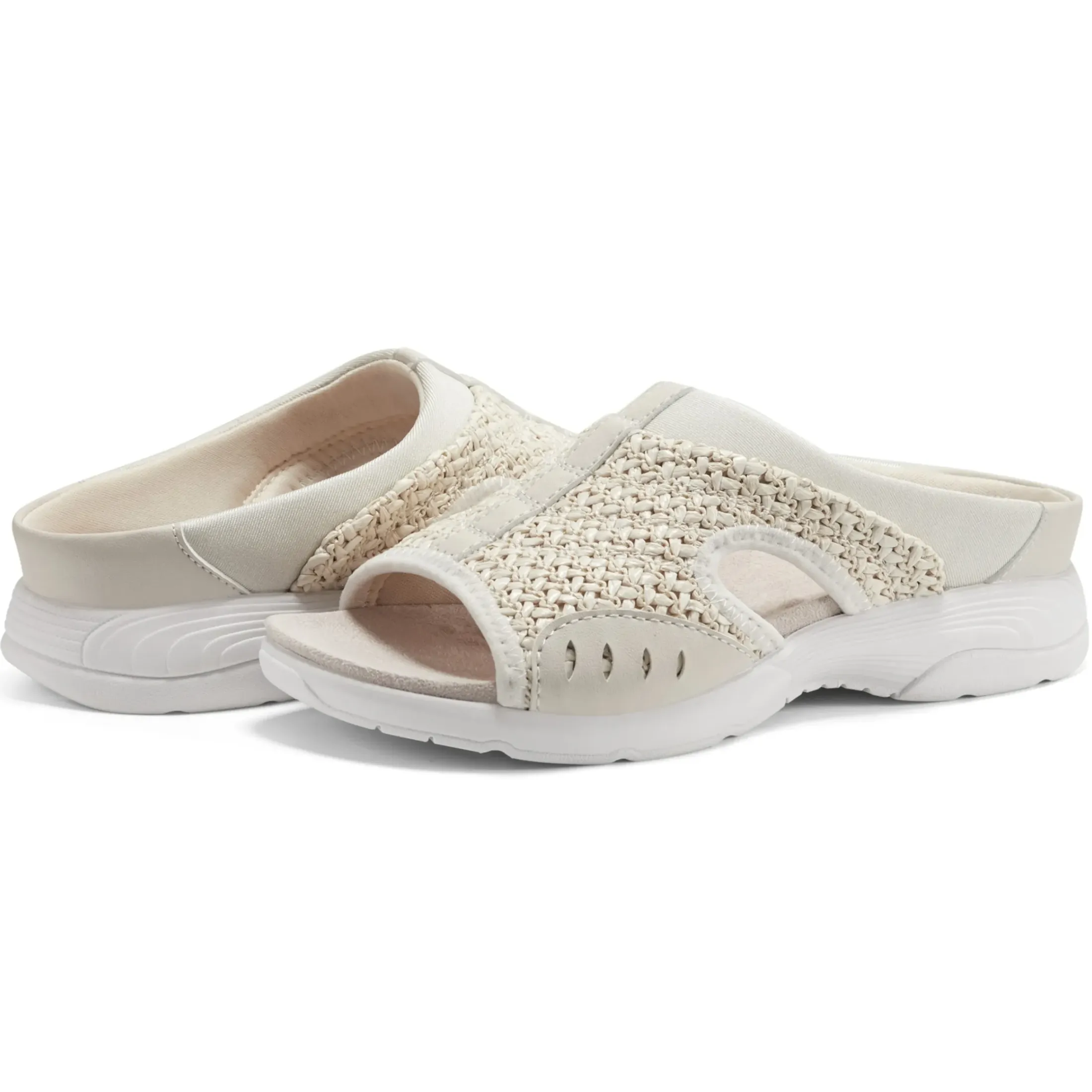 Traciee|Casual>Easy Spirit Traciee Slip On Sandals Ivory Raffia
