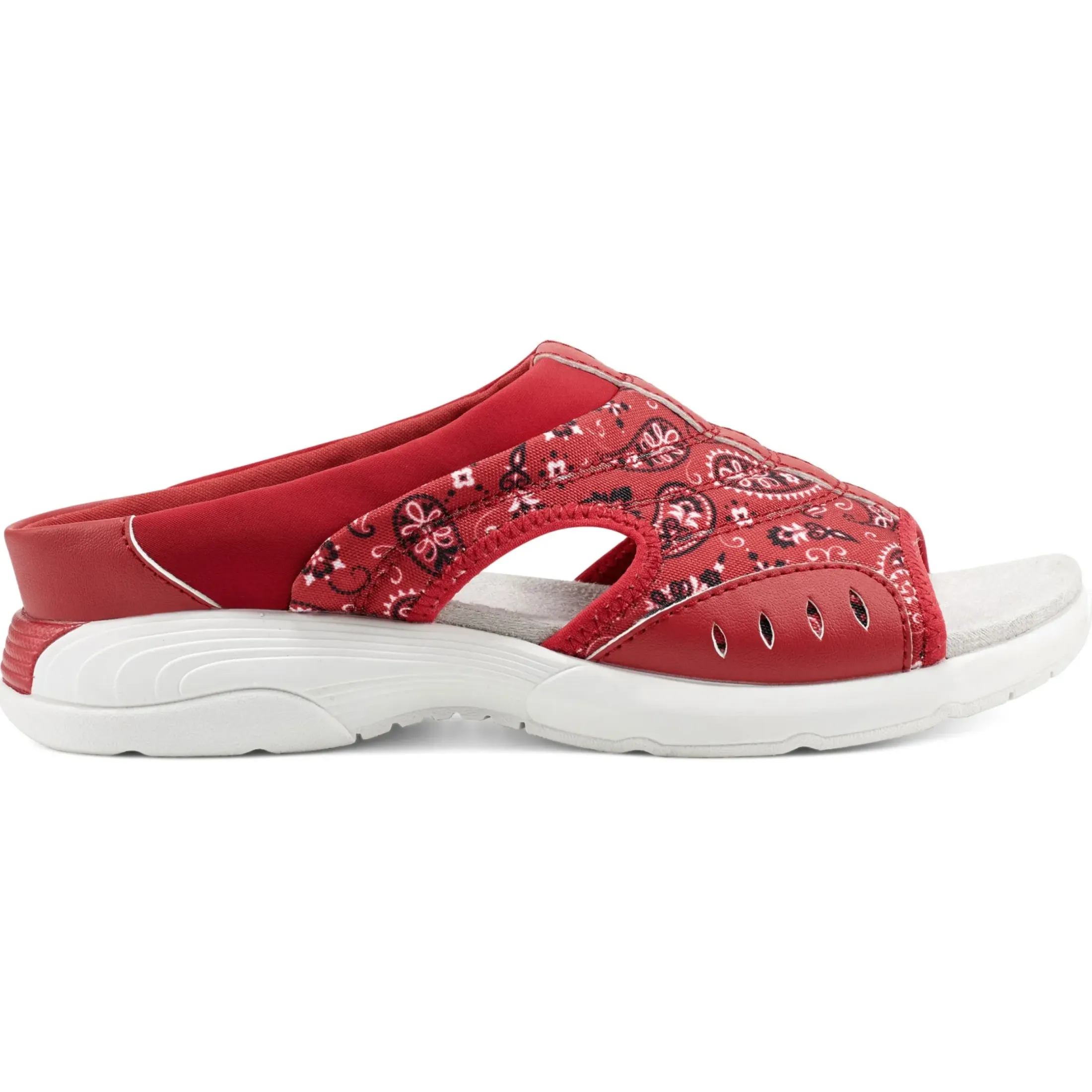 Traciee|Casual>Easy Spirit Traciee Slip On Sandals Red Bandana Print