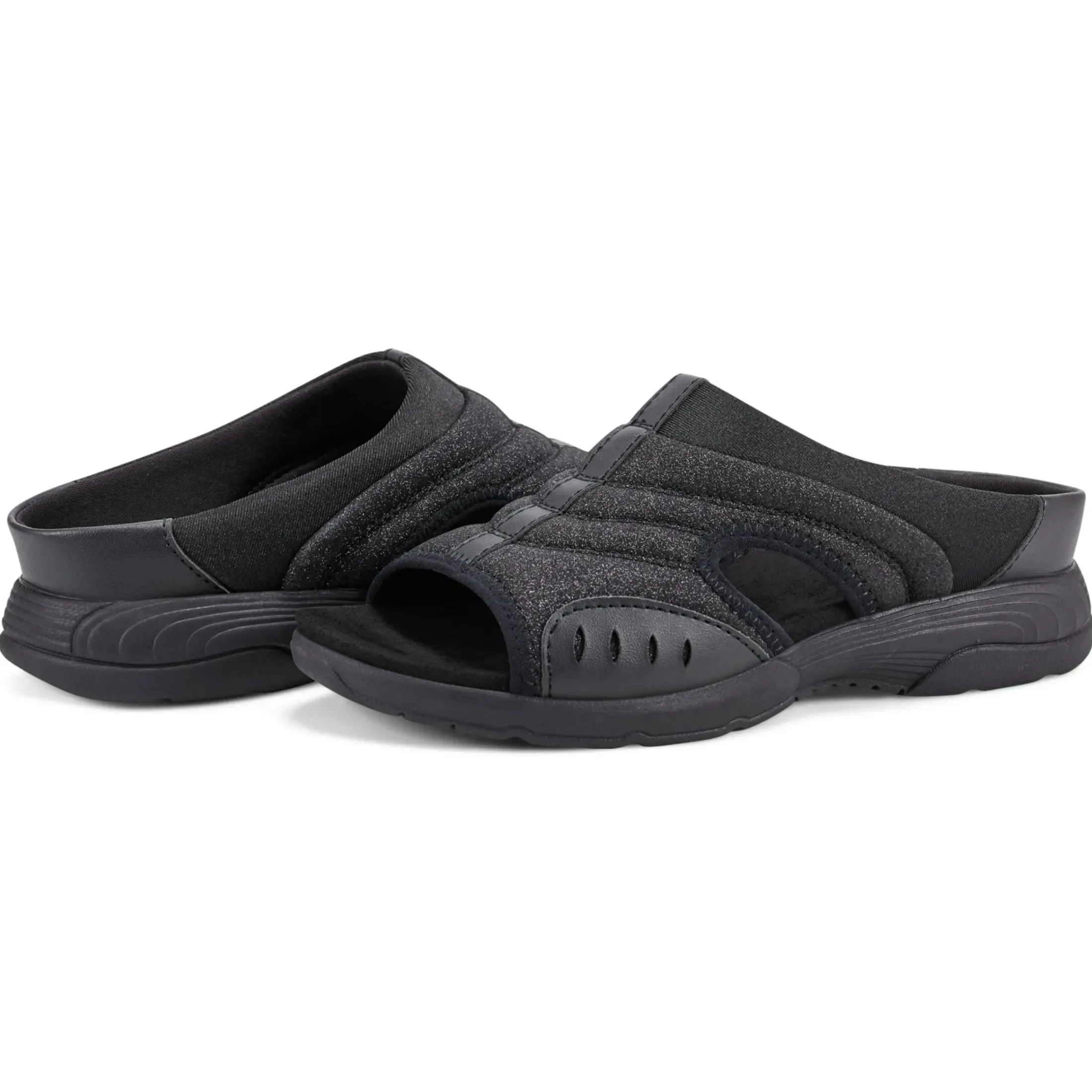 Traciee|Casual>Easy Spirit Traciee Slip On Sandals Black Glitter