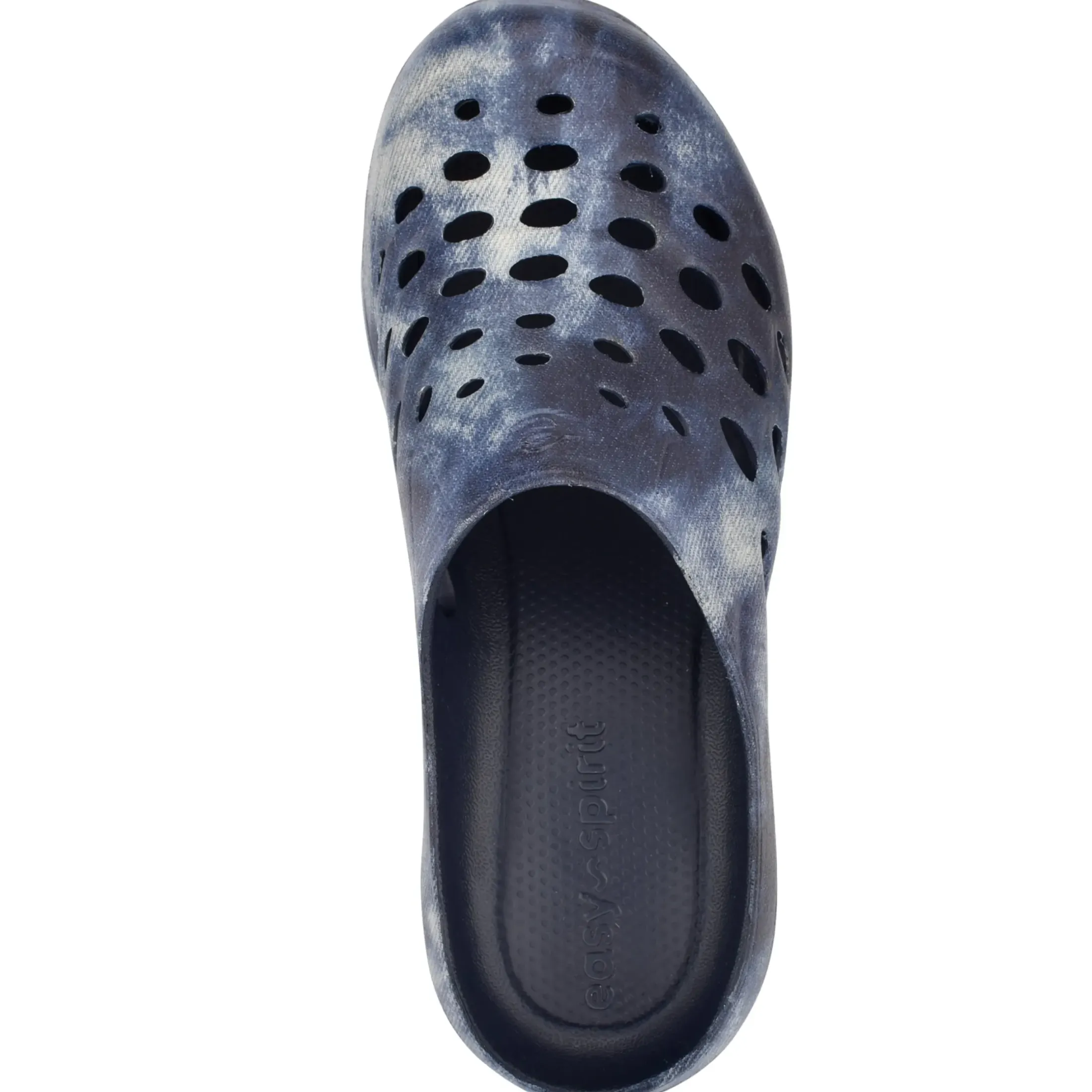 Traveltime Family|Traveltime Clogs>Easy Spirit Travelclog Slip On Mules Denim Tie Dye Print