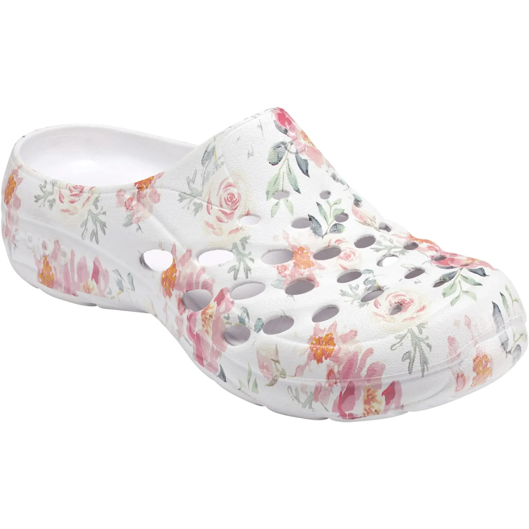 Traveltime Family|Traveltime Clogs>Easy Spirit Travelclog Slip On Mules White Floral