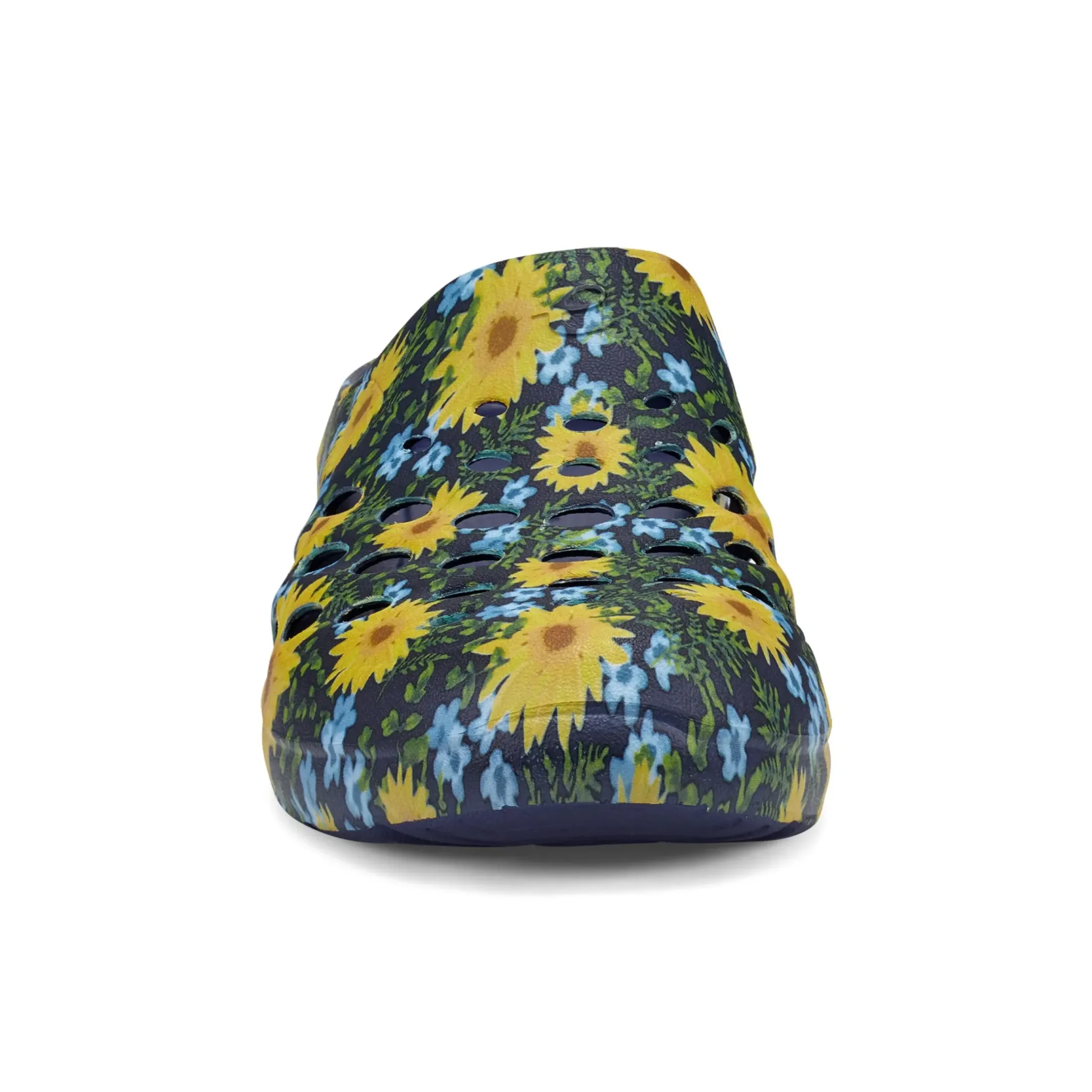Traveltime Family|Traveltime Clogs>Easy Spirit Travelclog Slip On Mules Blue Multi Sunflower Print