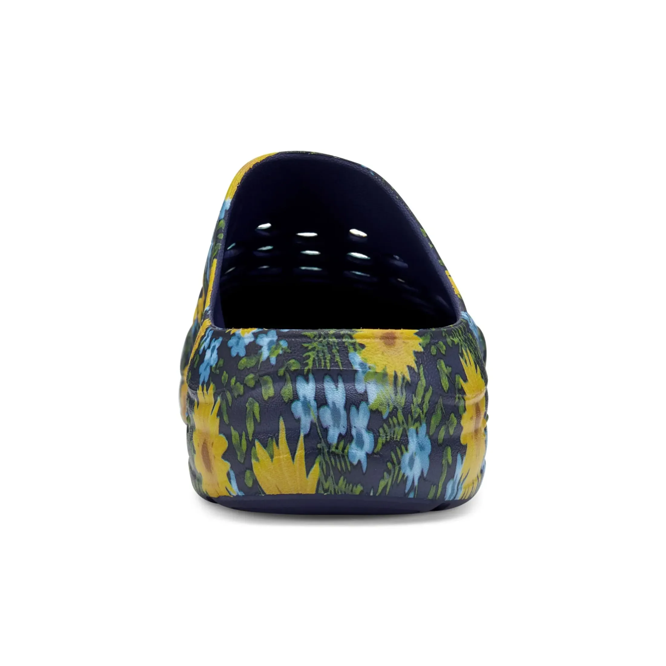 Traveltime Family|Traveltime Clogs>Easy Spirit Travelclog Slip On Mules Blue Multi Sunflower Print