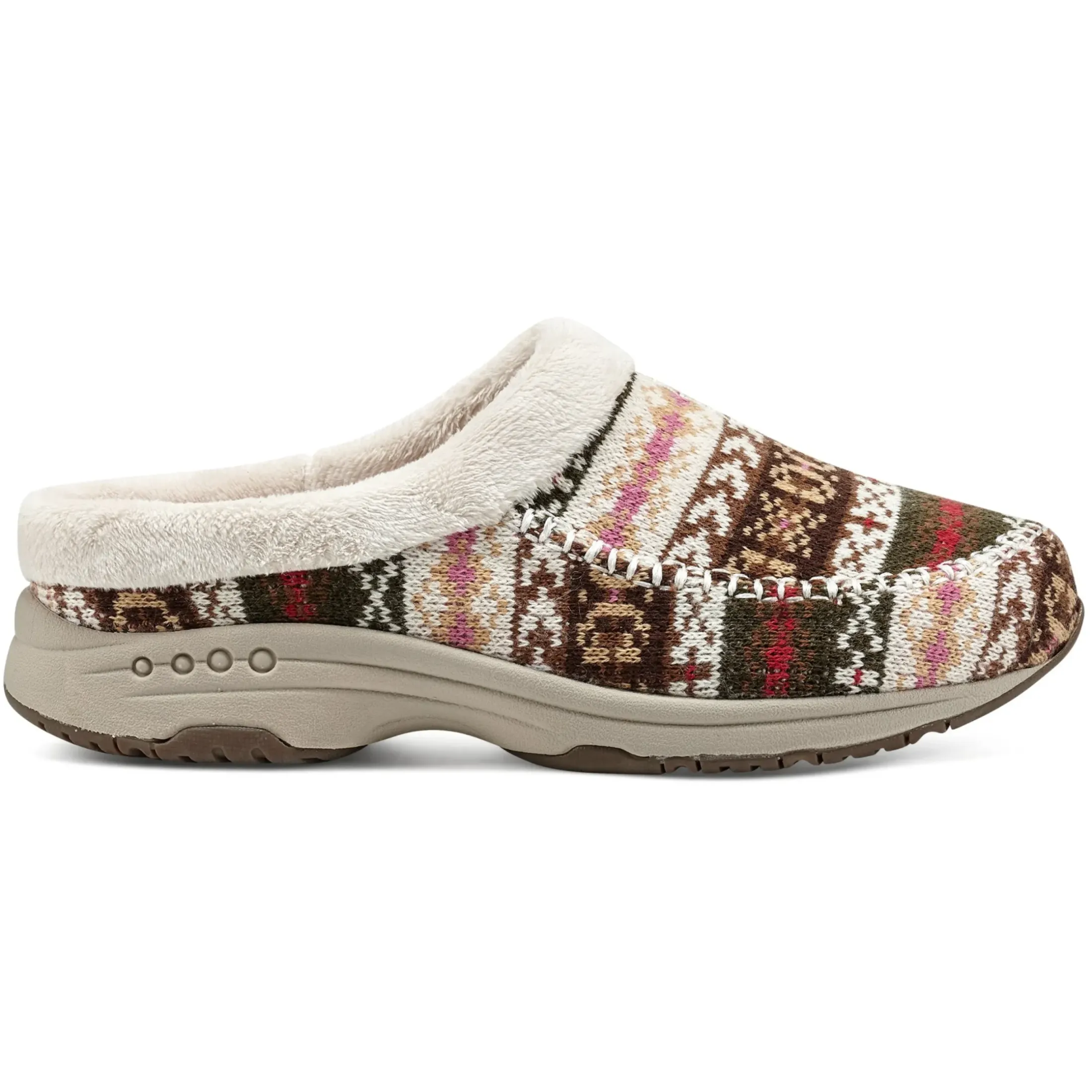 Traveltime Family|Traveltime Clogs>Easy Spirit Travelfurr Clogs Brown Fair Isle