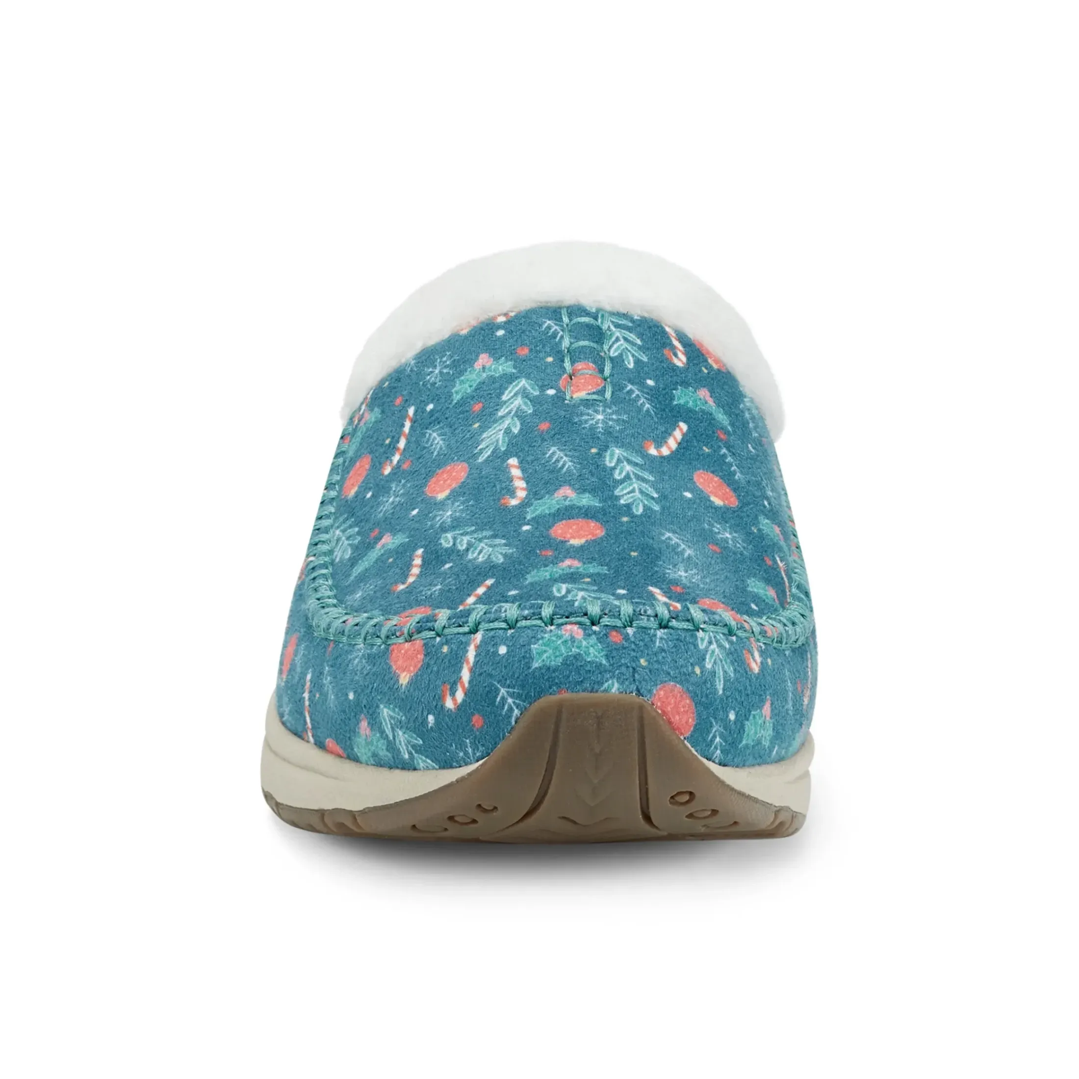 Traveltime Family|Traveltime Clogs>Easy Spirit Travelfurr Clogs Dark Green Holiday Print