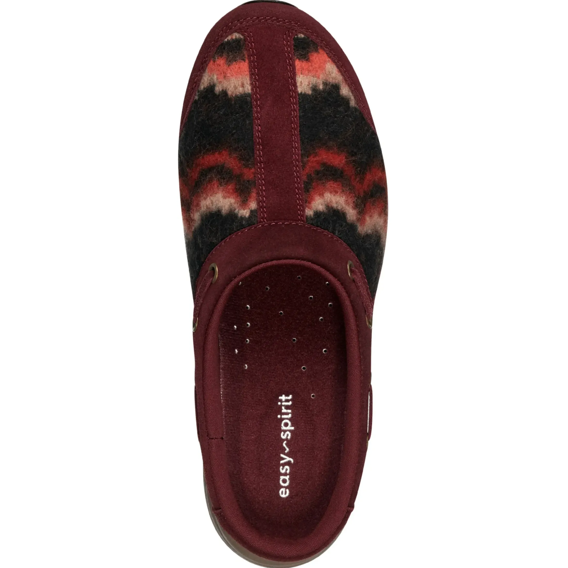 Traveltime Family|Traveltime Clogs>Easy Spirit Travelport Clogs Dark Red Zigzag