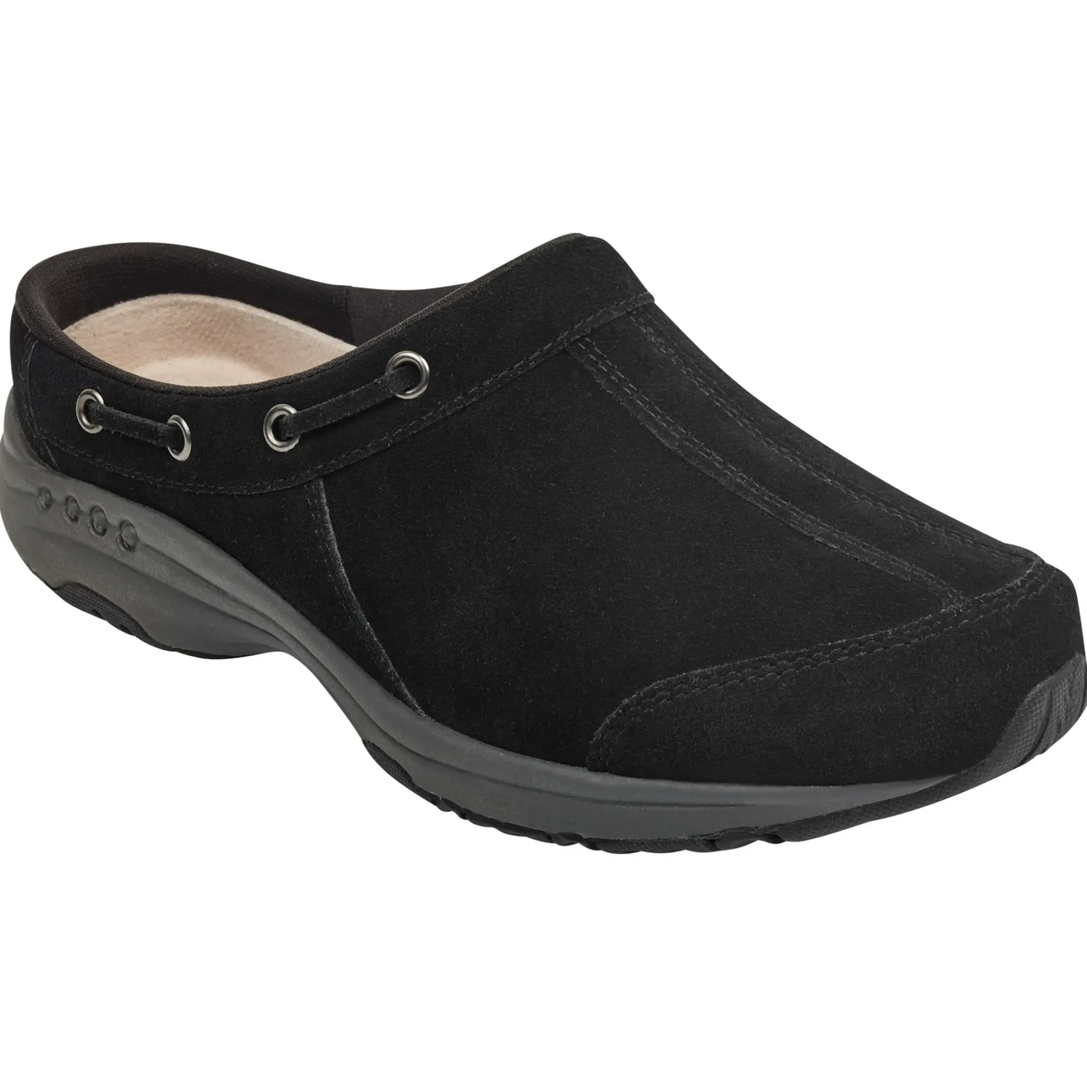 Traveltime Family|Traveltime Clogs>Easy Spirit Travelport Clogs Black Suede