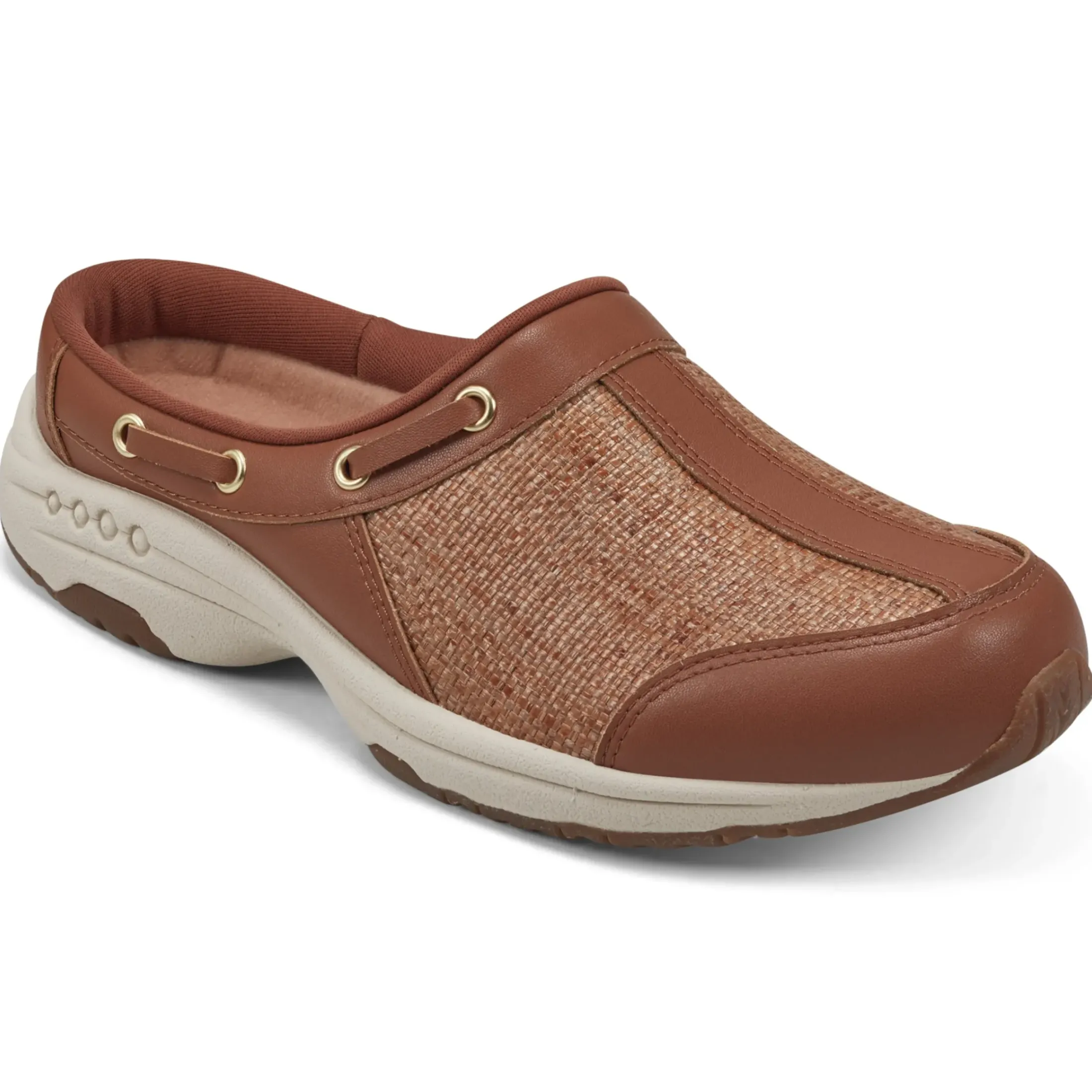 Traveltime Family|Traveltime Clogs>Easy Spirit Travelport Clogs Brown Raffia