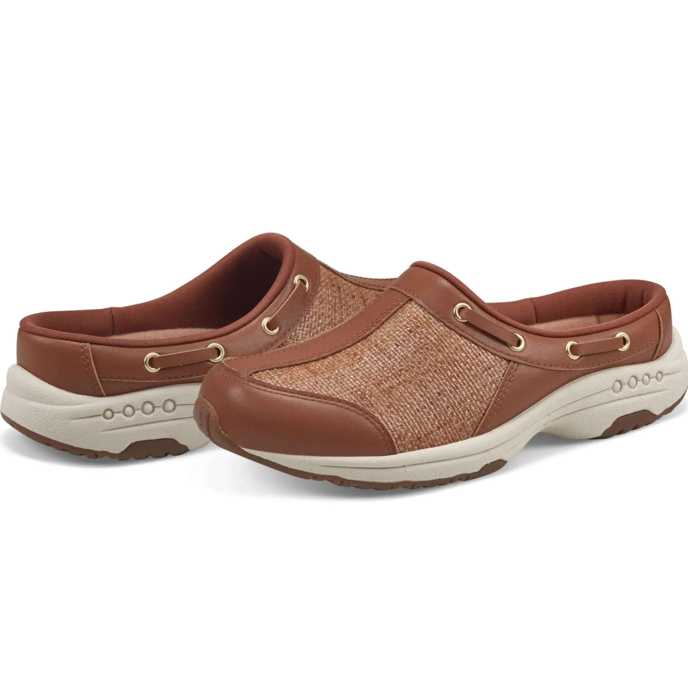 Traveltime Family|Traveltime Clogs>Easy Spirit Travelport Clogs Brown Raffia