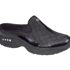 Traveltime Family|Traveltime Clogs>Easy Spirit Traveltime Classic Clogs Black/Silver Patent