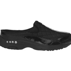 Traveltime Family|Traveltime Clogs>Easy Spirit Traveltime Classic Clogs Black/Silver Patent