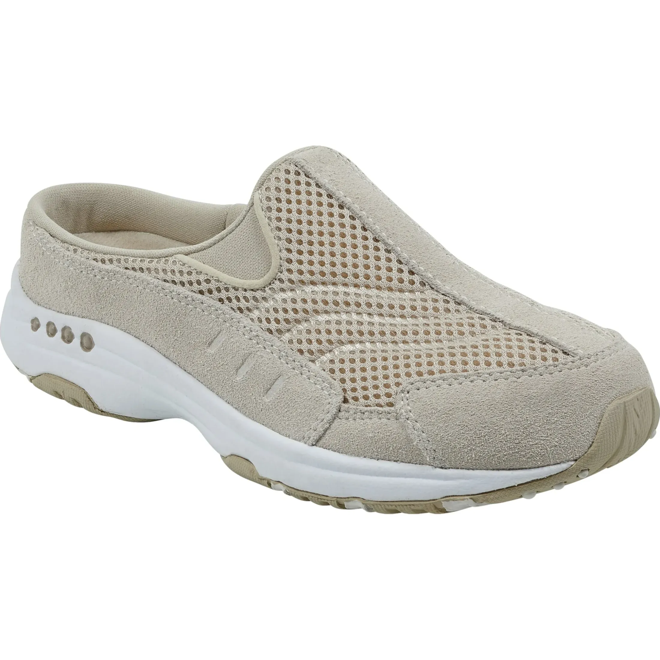 Traveltime Family|Traveltime Clogs>Easy Spirit Traveltime Classic Clogs Woodash White Suede
