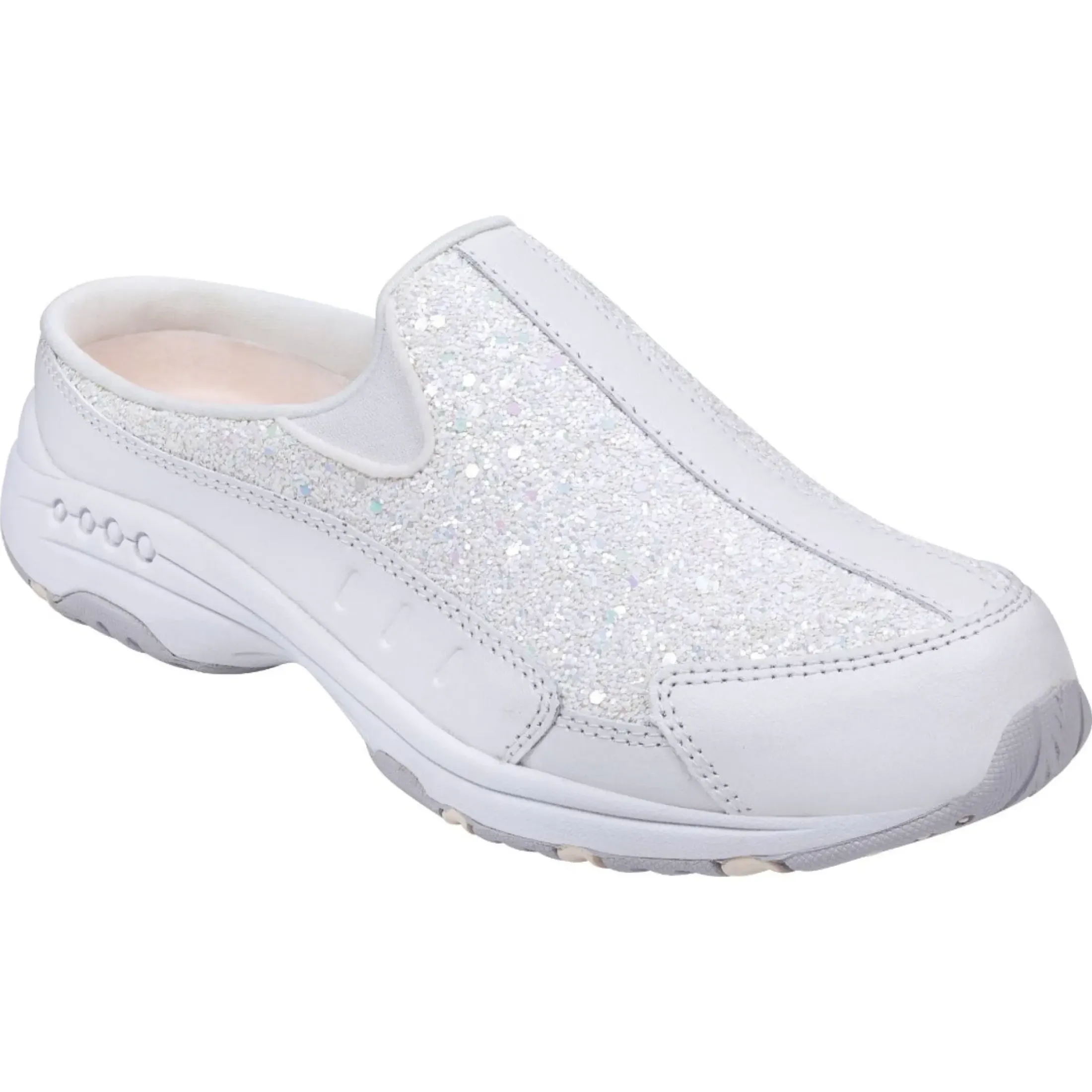 Traveltime Family|Traveltime Clogs>Easy Spirit Traveltime Clogs White Sparkle