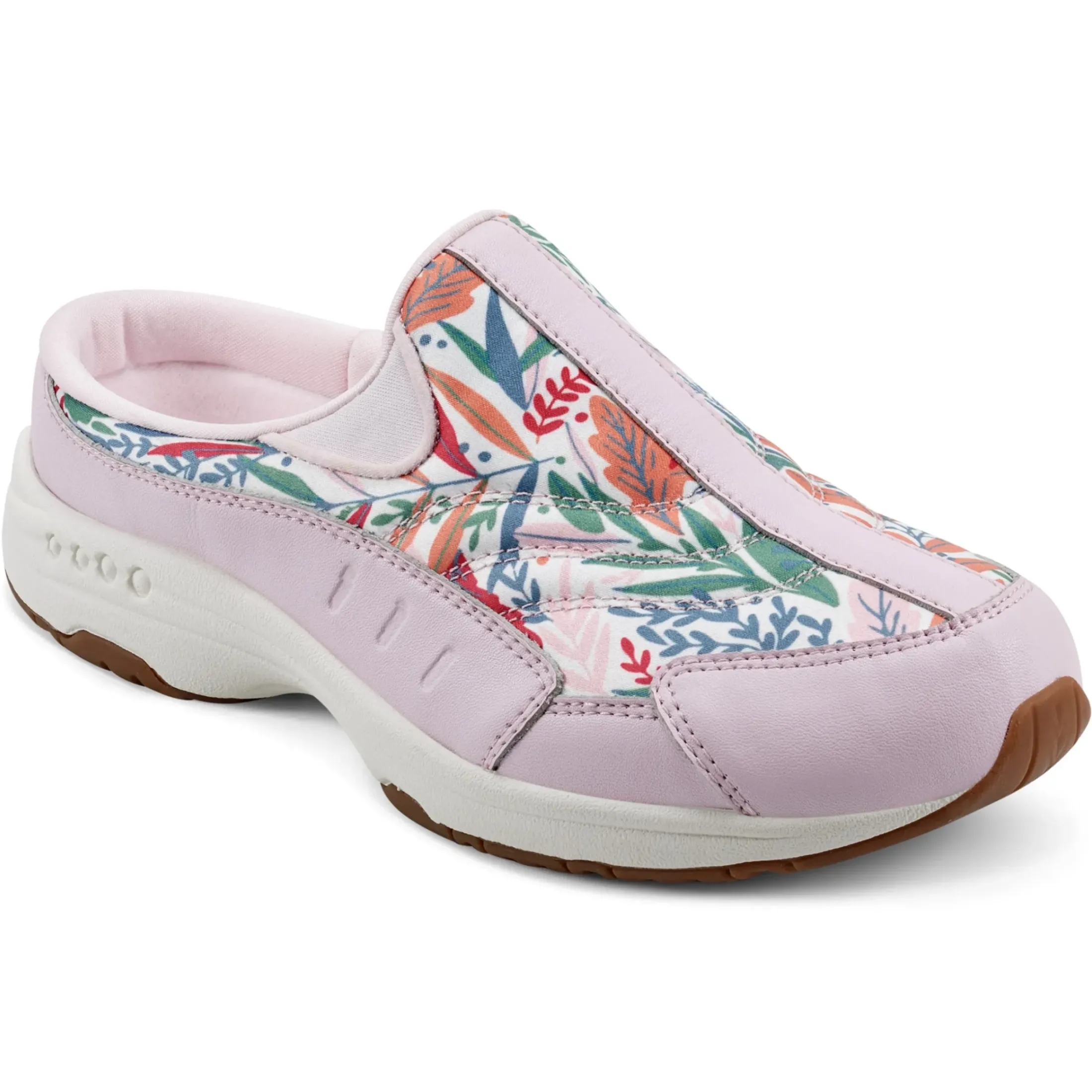 Traveltime Family|Traveltime Clogs>Easy Spirit Traveltime Clogs Pink Tropical Print