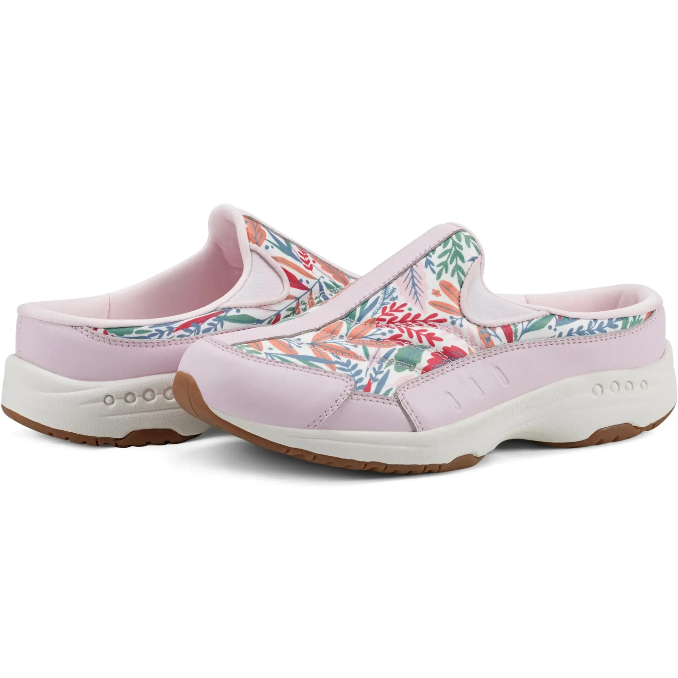 Traveltime Family|Traveltime Clogs>Easy Spirit Traveltime Clogs Pink Tropical Print