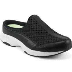 Traveltime Family|Traveltime Clogs>Easy Spirit Traveltime Clogs Black Leather Mesh