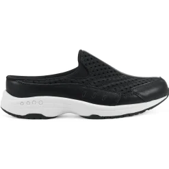 Traveltime Family|Traveltime Clogs>Easy Spirit Traveltime Clogs Black Leather Mesh