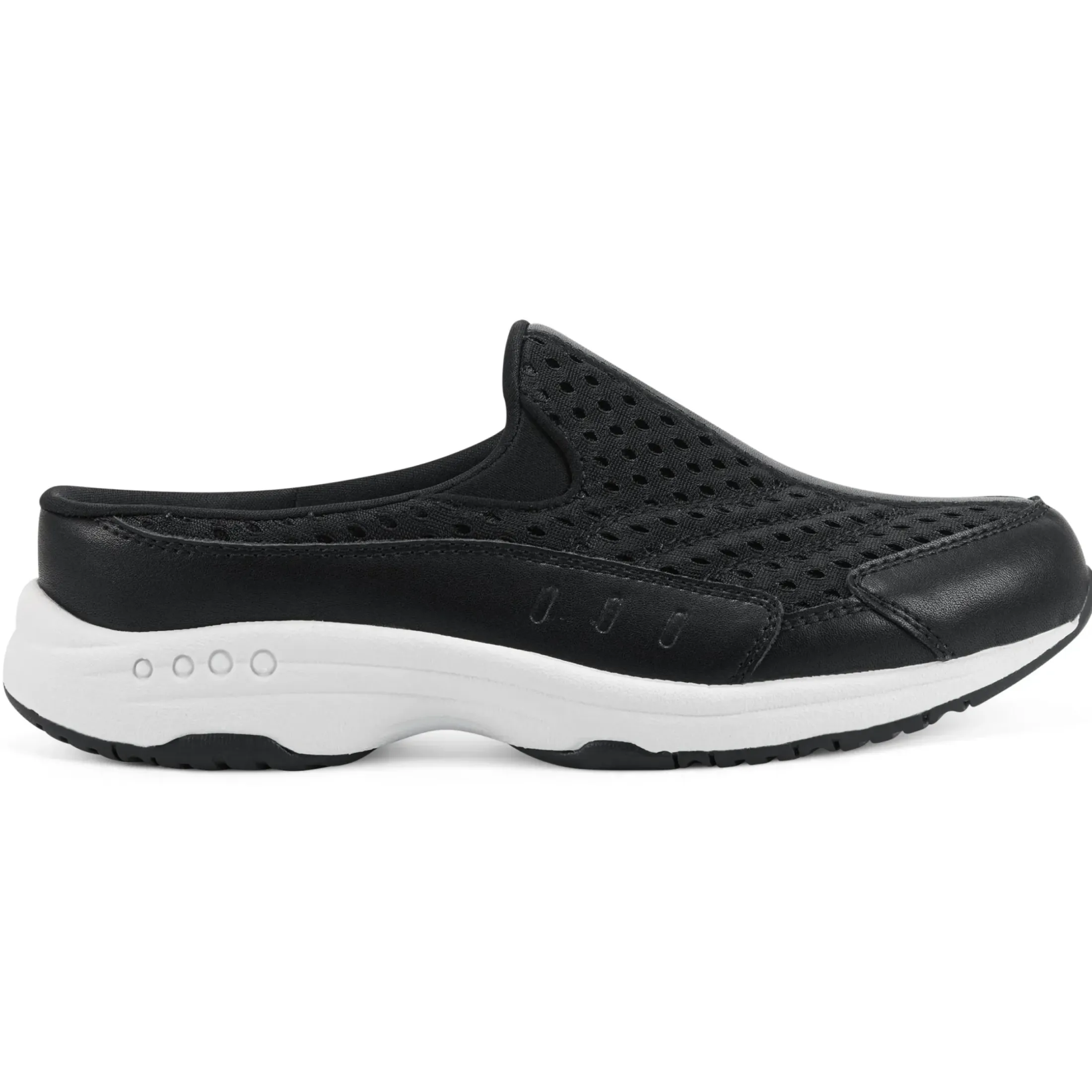 Traveltime Family|Traveltime Clogs>Easy Spirit Traveltime Clogs Black Leather Mesh