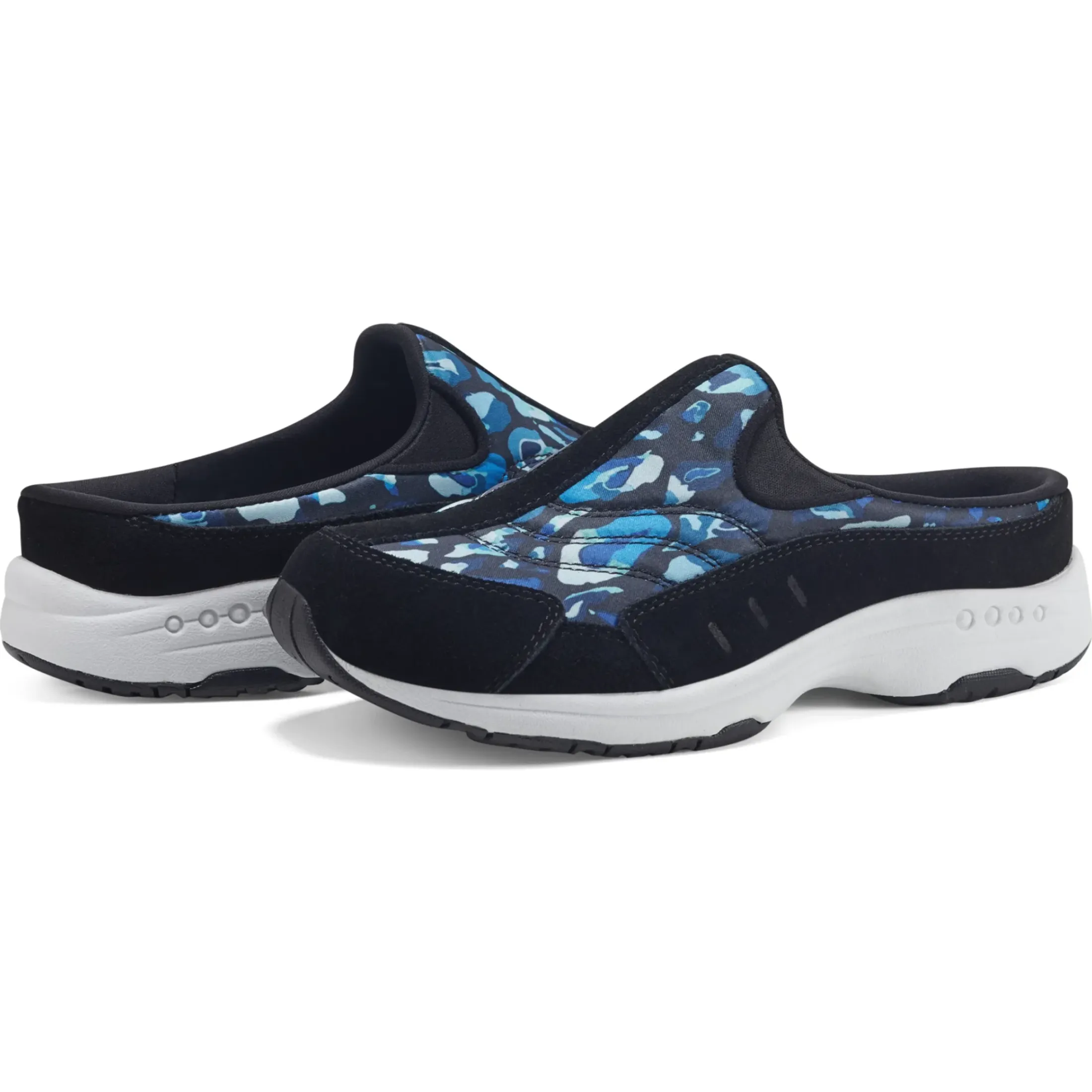 Traveltime Family|Traveltime Clogs>Easy Spirit Traveltime Clogs Black Blue Multi Print