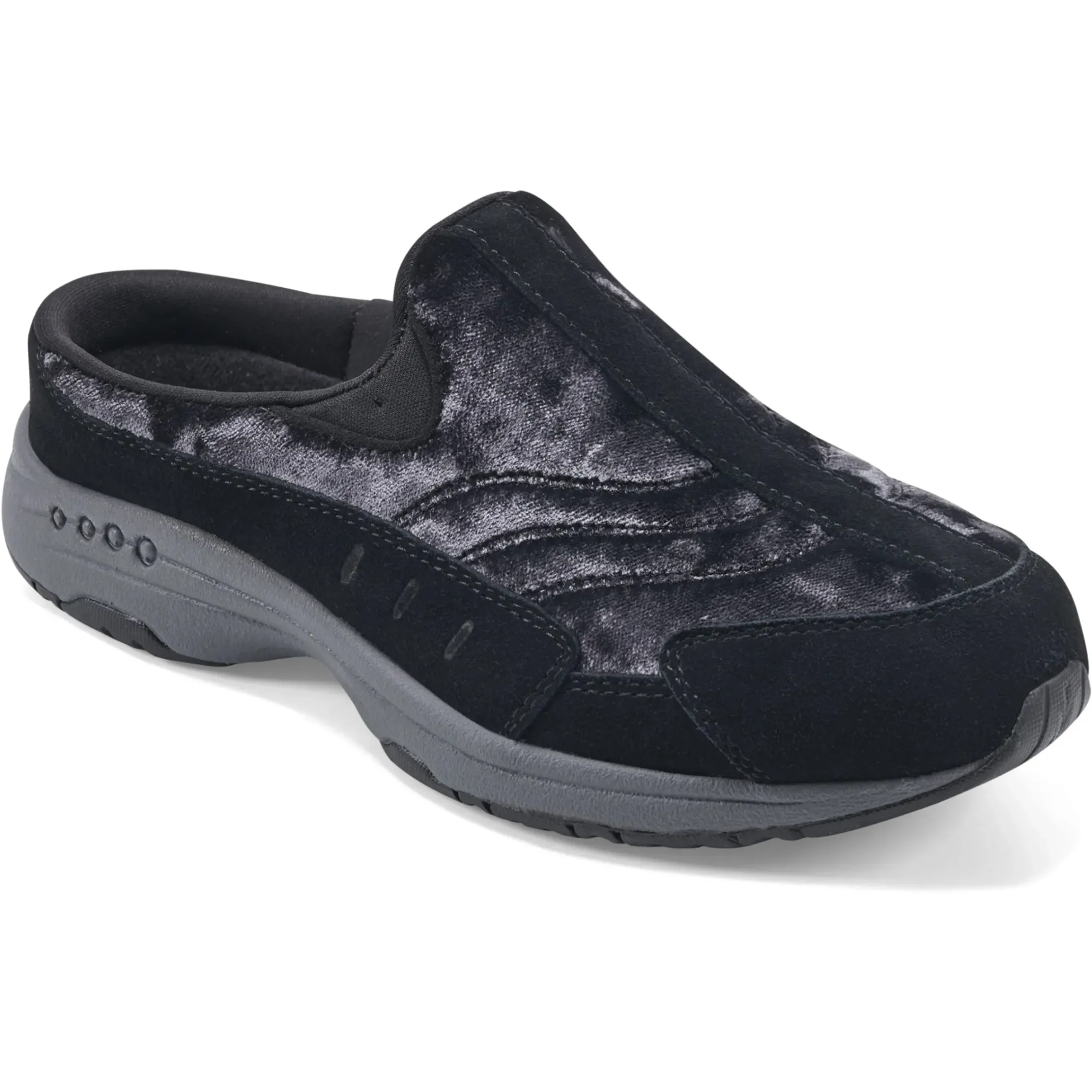 Traveltime Family|Traveltime Clogs>Easy Spirit Traveltime Clogs Black Crushed Velvet
