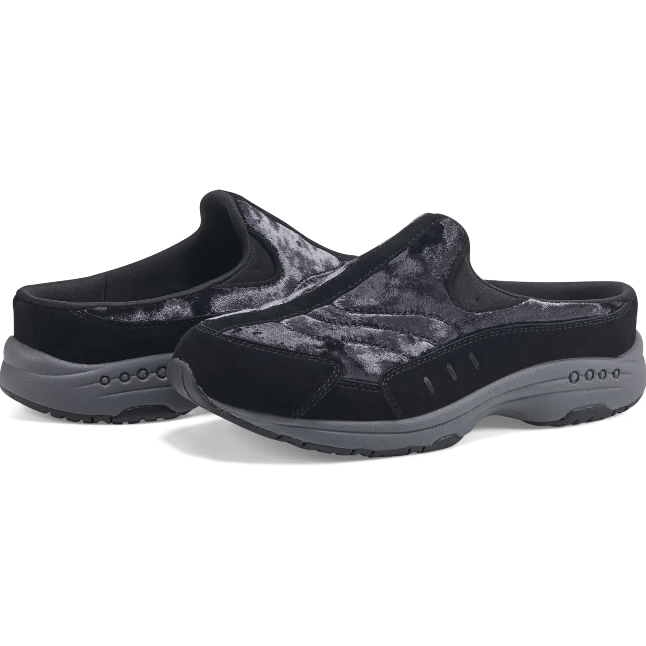 Traveltime Family|Traveltime Clogs>Easy Spirit Traveltime Clogs Black Crushed Velvet