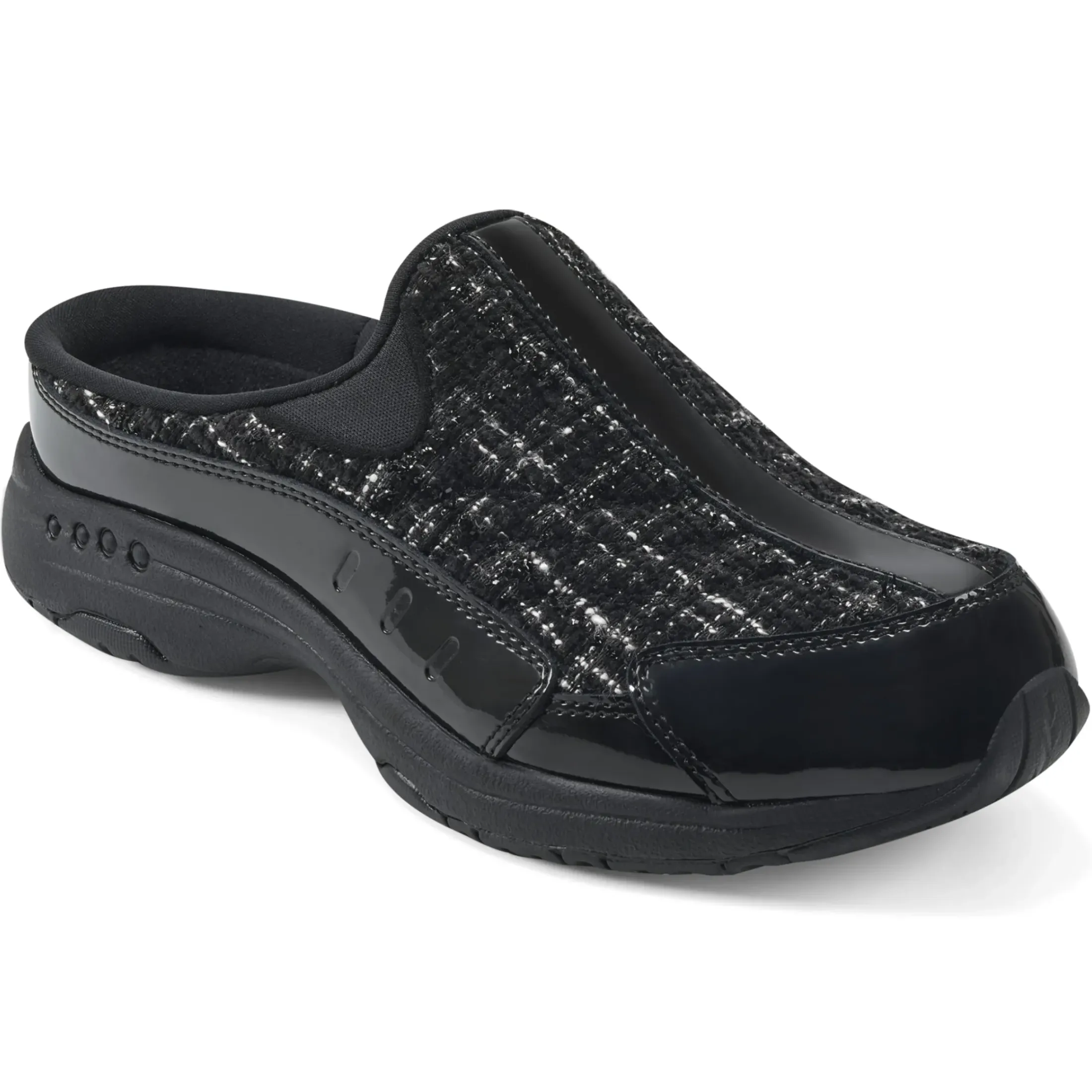 Traveltime Family|Traveltime Clogs>Easy Spirit Traveltime Clogs Black Tweed Multi