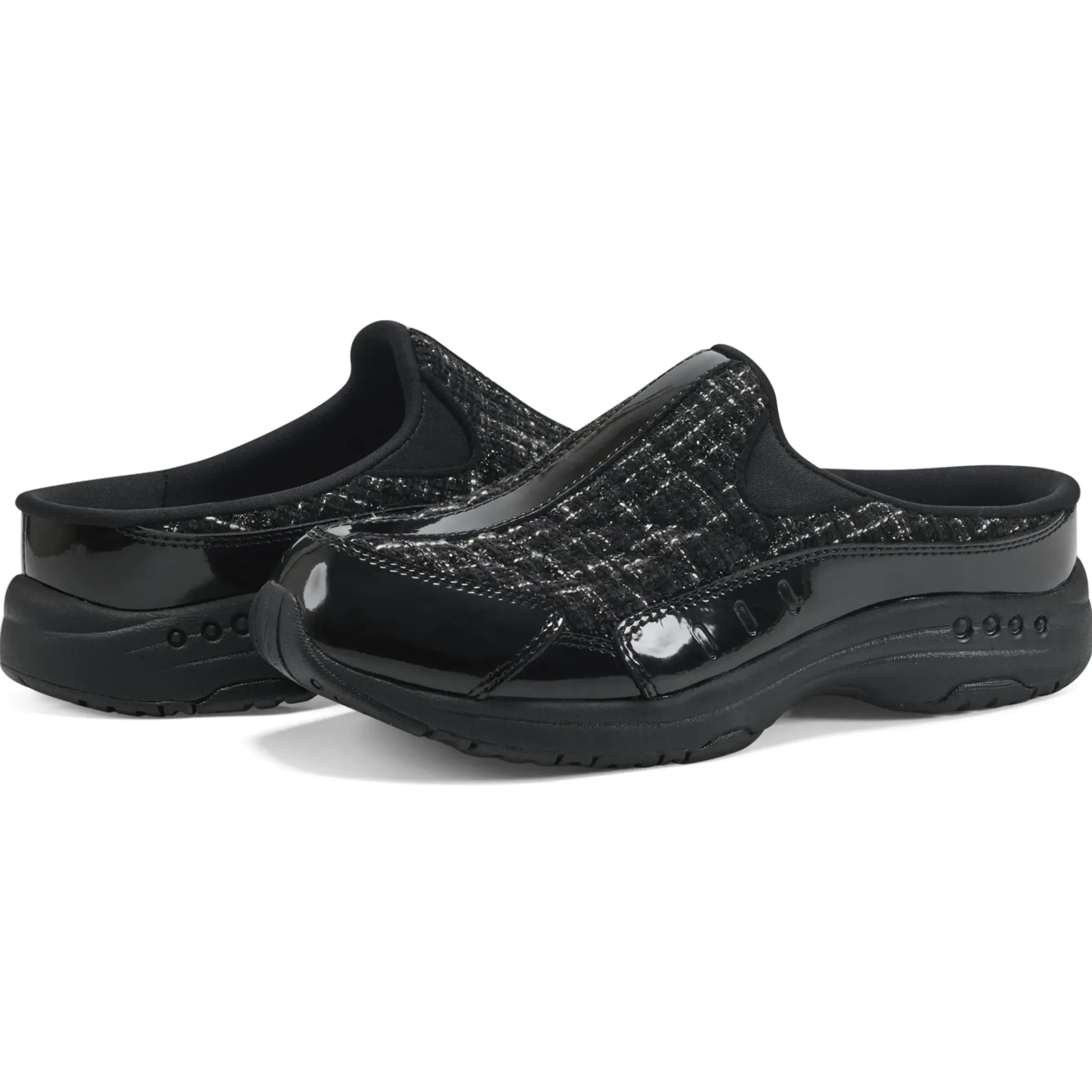 Traveltime Family|Traveltime Clogs>Easy Spirit Traveltime Clogs Black Tweed Multi