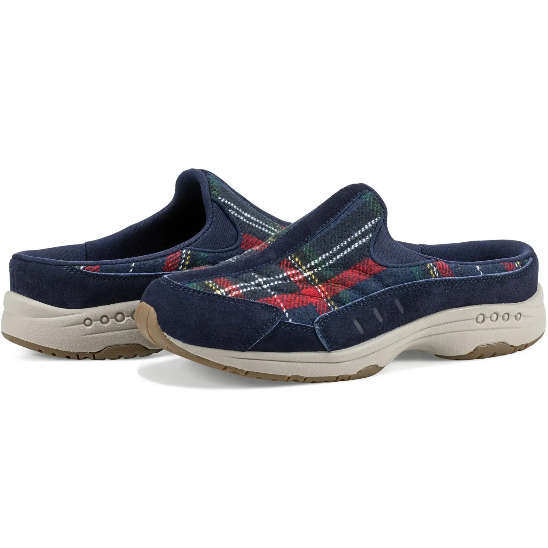 Traveltime Family|Traveltime Clogs>Easy Spirit Traveltime Clogs Navy Plaid