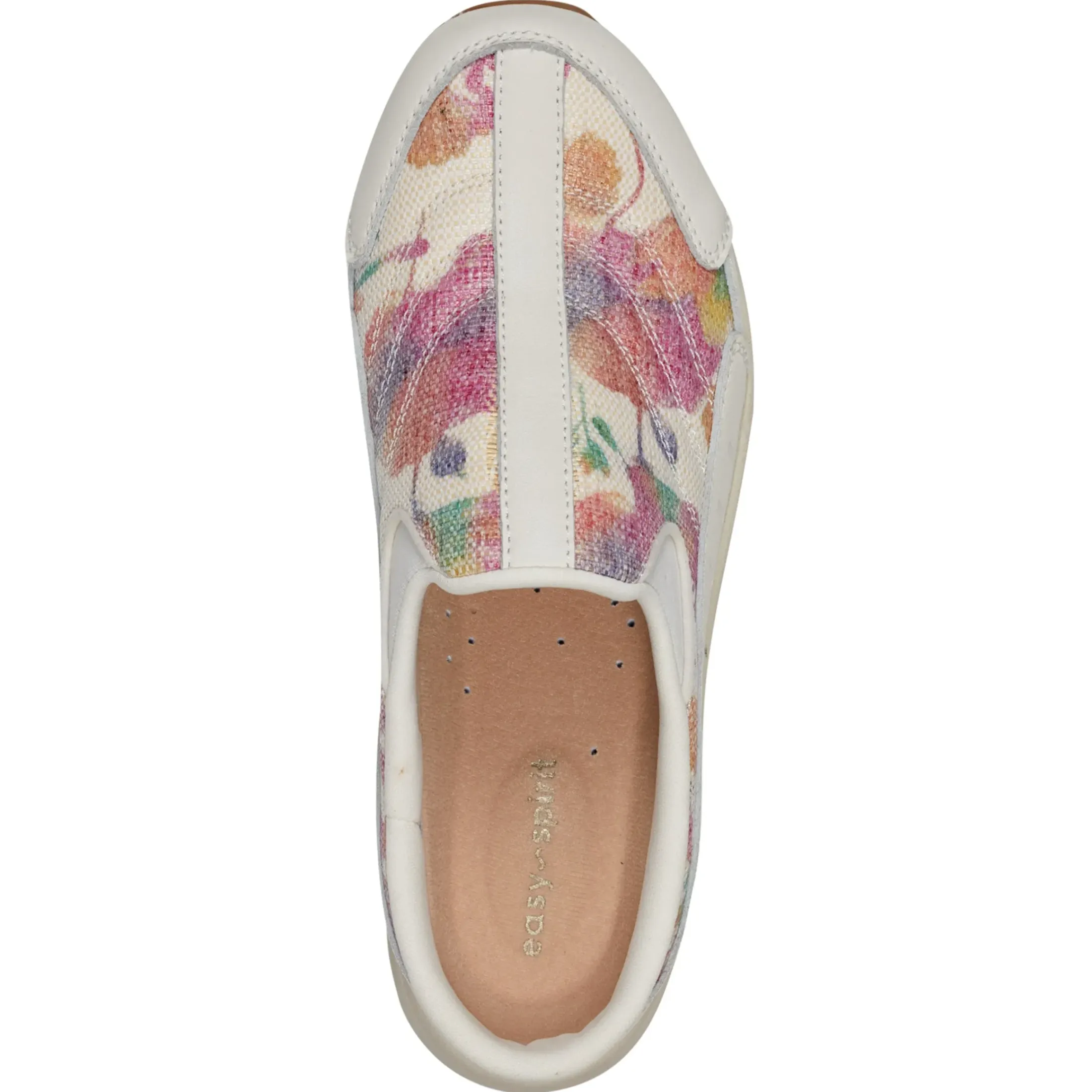 Traveltime Family|Traveltime Clogs>Easy Spirit Traveltime Clogs White Floral Raffia