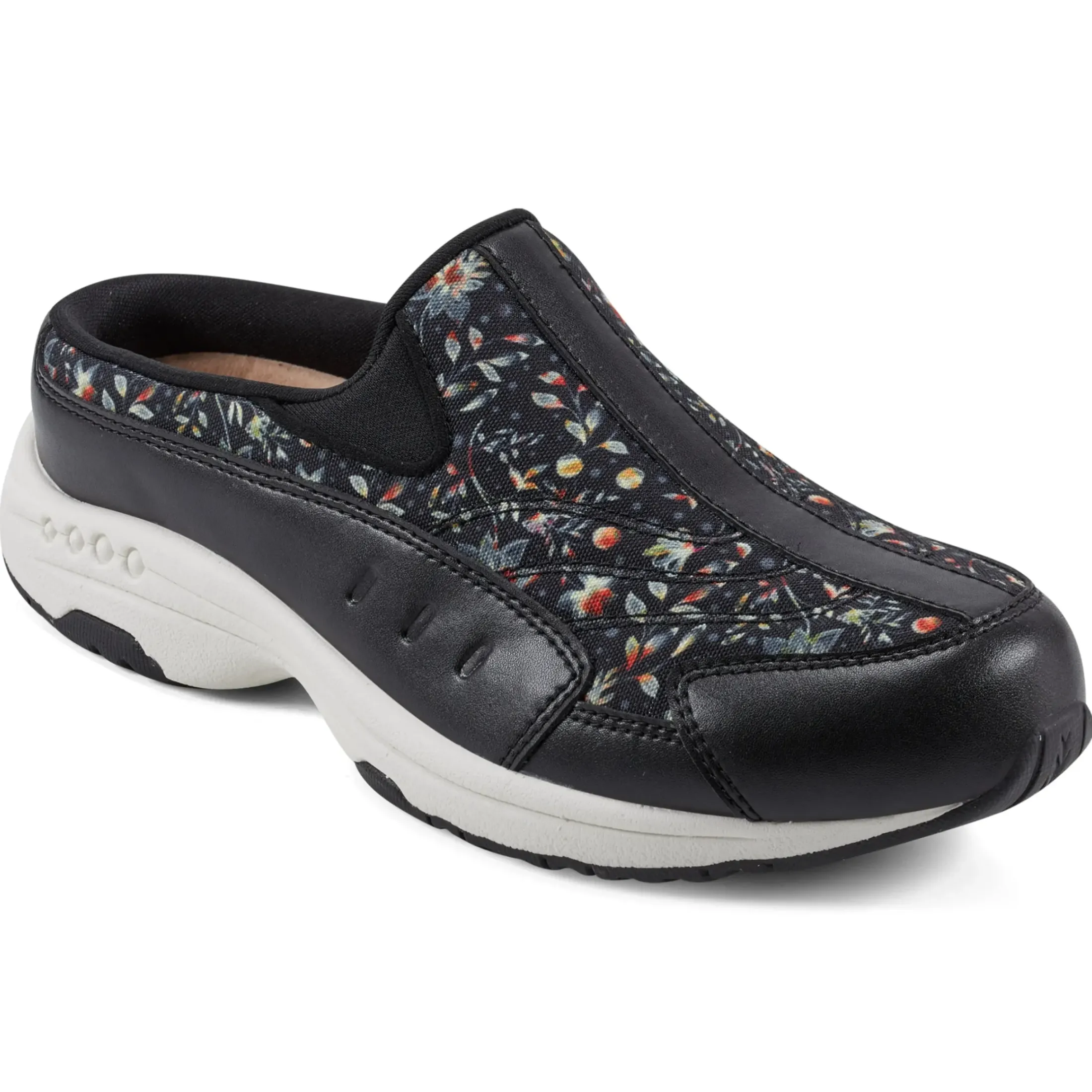 Traveltime Family|Traveltime Clogs>Easy Spirit Traveltime Clogs Black Prairie Floral